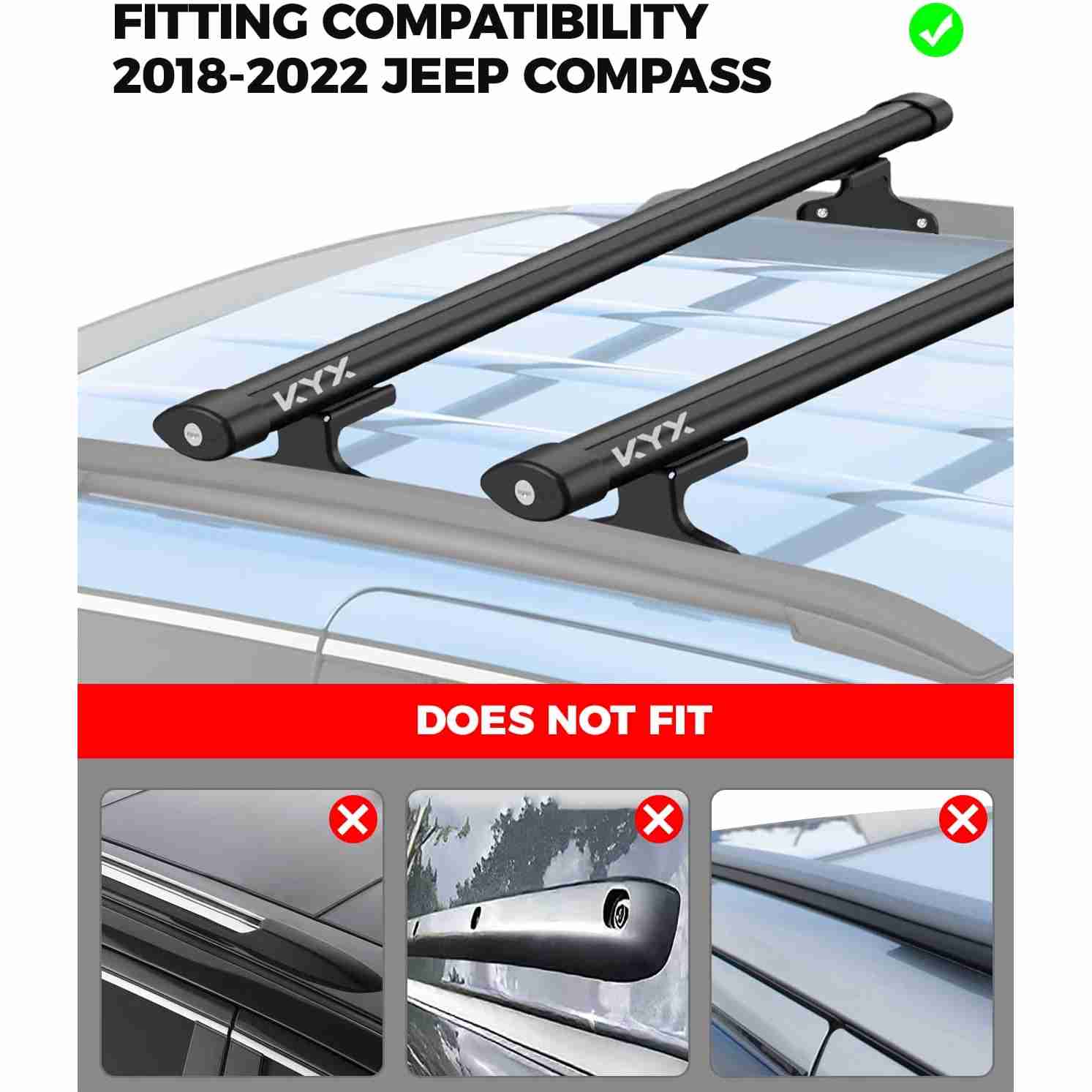 KYX® 2018-2022 Jeep Compass Roof Rack Cross Bars 1