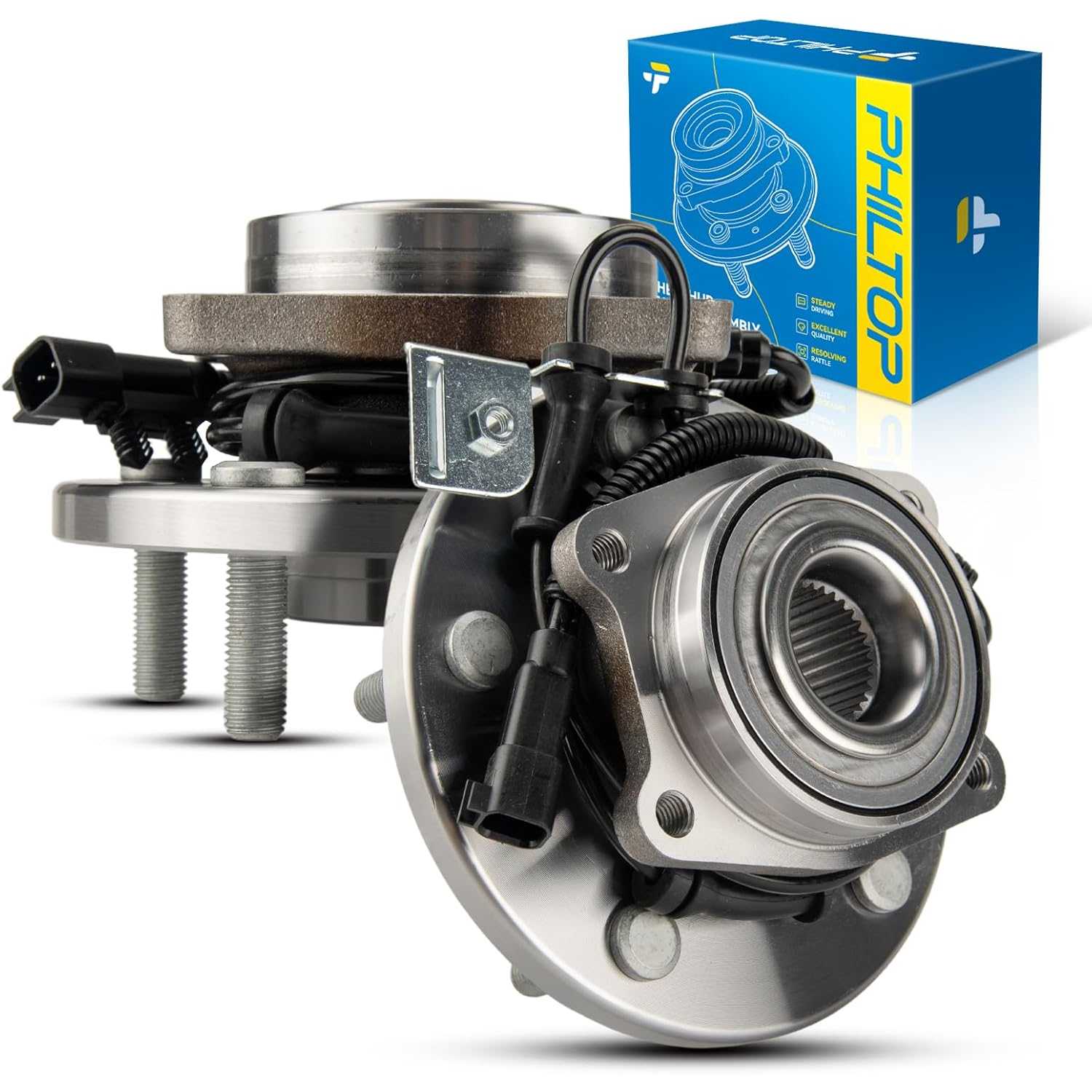 PHILTOP 513273 Pair Front Wheel Bearing and Hub Assembly for 2008-2020 Dodge Grand Caravan, 2008-2016 Chrysler Town & Countr