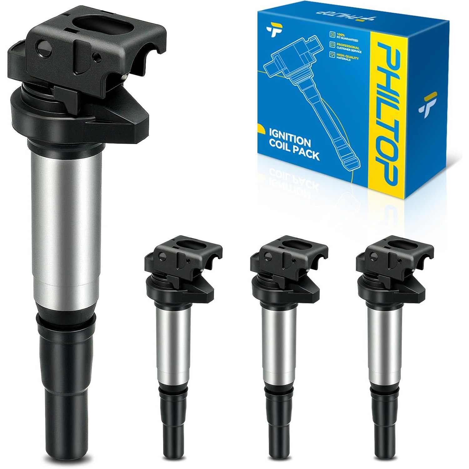PHILTOP Ignition Coil Pack UF598 4Pack Compatble with Mini 2007-2013 Cooper, 2011-2016 Cooper Countryman, 2013-2016 Cooper Pacem