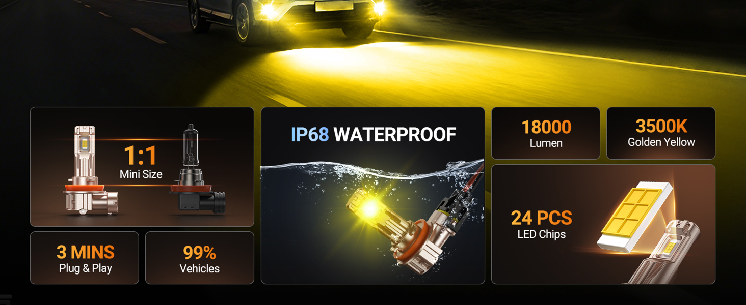 H11 yellow led bulb