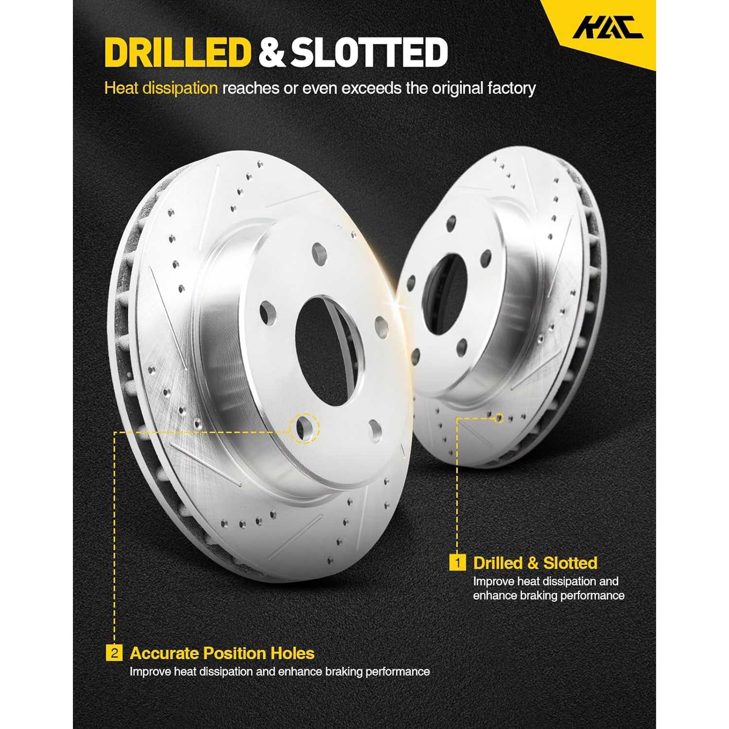 2006-2010 Pontiac G6/2004-2012 Chevrolet Malibu(More Available) Front Drilled and Slotted Ceramic Brake Pad & Rotor Kit 3