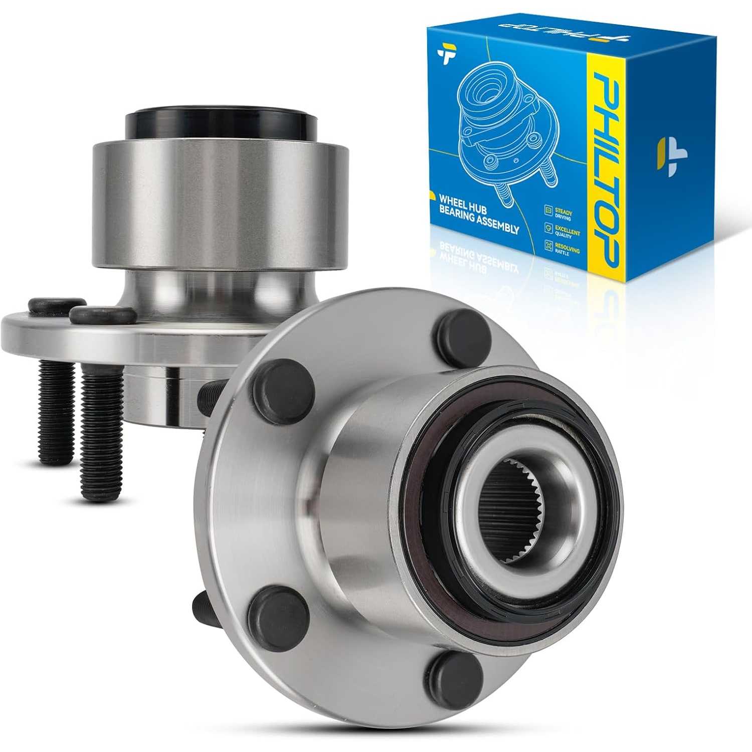 PHILTOP 513255 Front Wheel Bearing & Hub Assembly Compatible with 2005-2011 Volvo S40, 2006-2013 Volvo C70, 2008-2013 Volvo