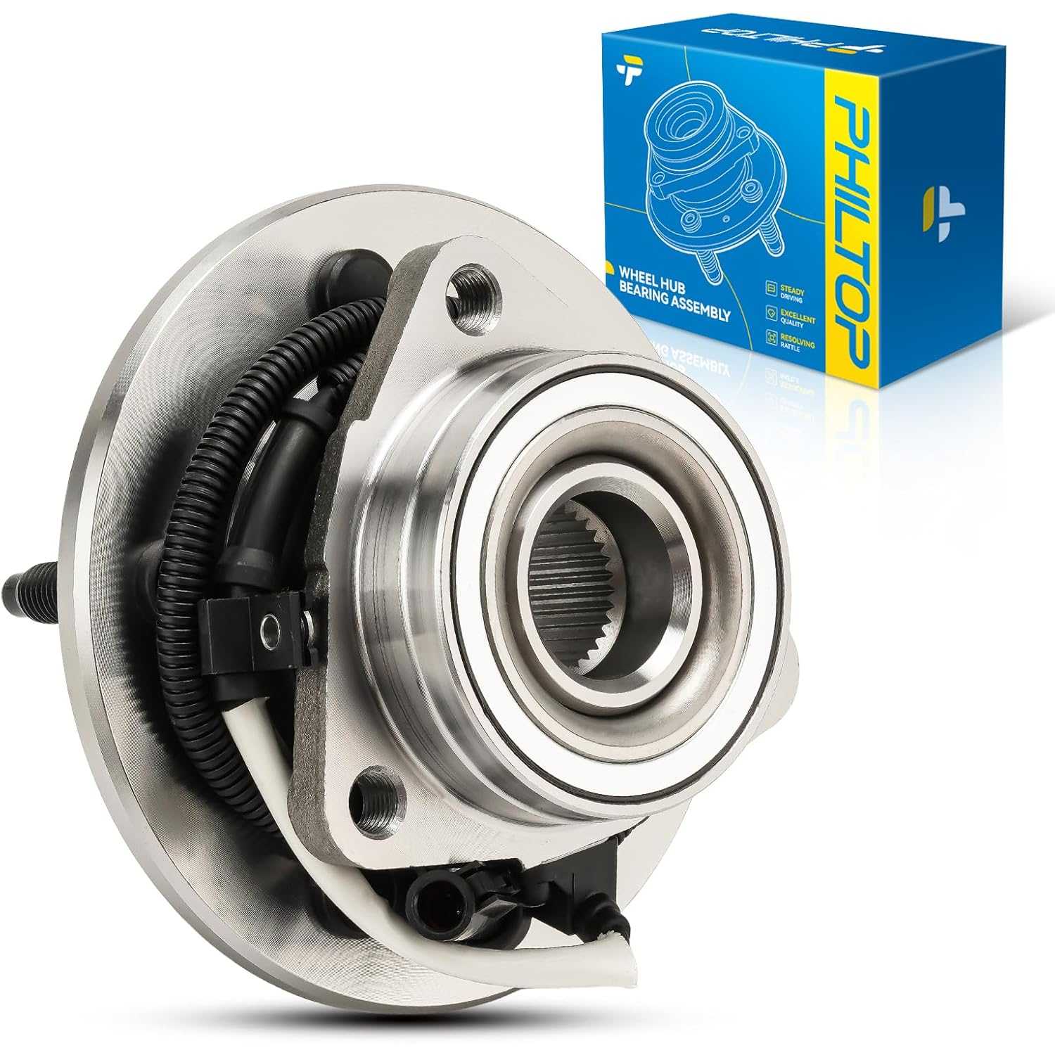 PHILTOP 515029 4WD Front Wheel Bearing Hub Assembly for 2000-2004 Ford F-150, 2004 Ford F-150 Heritage, 5 Lugs W/ABS 1 PCS
