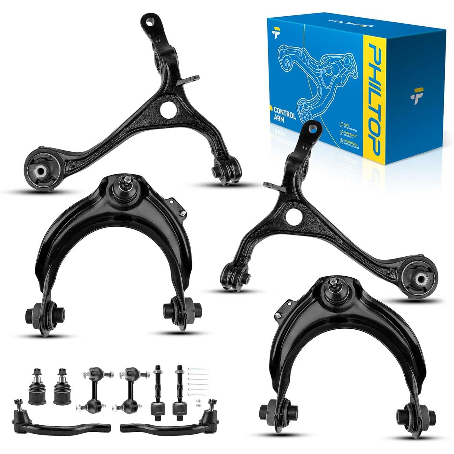 PHILTOP 12PCS Front Suspension Kit for Honda Accord 2003 2004 2005 2006 2007, Fit for Acura TSX 2004-2008, Upper Lower Control A