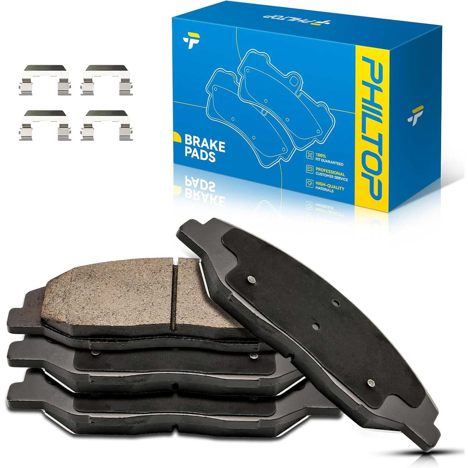 PHILTOP Ceramic Front Brake Pads Compatible with Cadillac CTS 2008-2014, for Cadillac STS 2009-2011, 4x Brake Kits D1332
