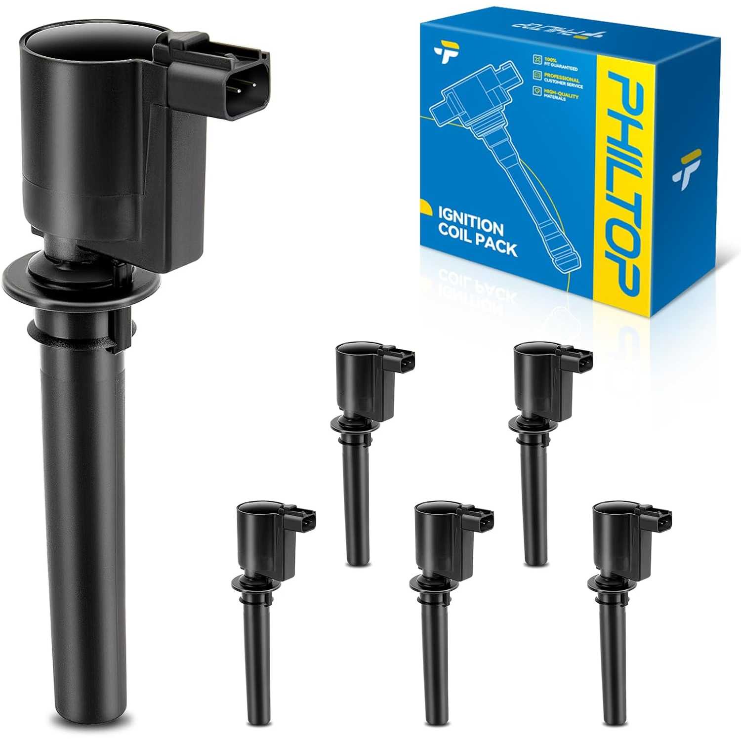 PHILTOP UF406 Ignition Coil Packs Fits for Mercury 2005-2008 Mariner 3.0L, 2005 Sable 3.0L, Mazda 2003-2008 6 3.0L, 2002-2006 MP