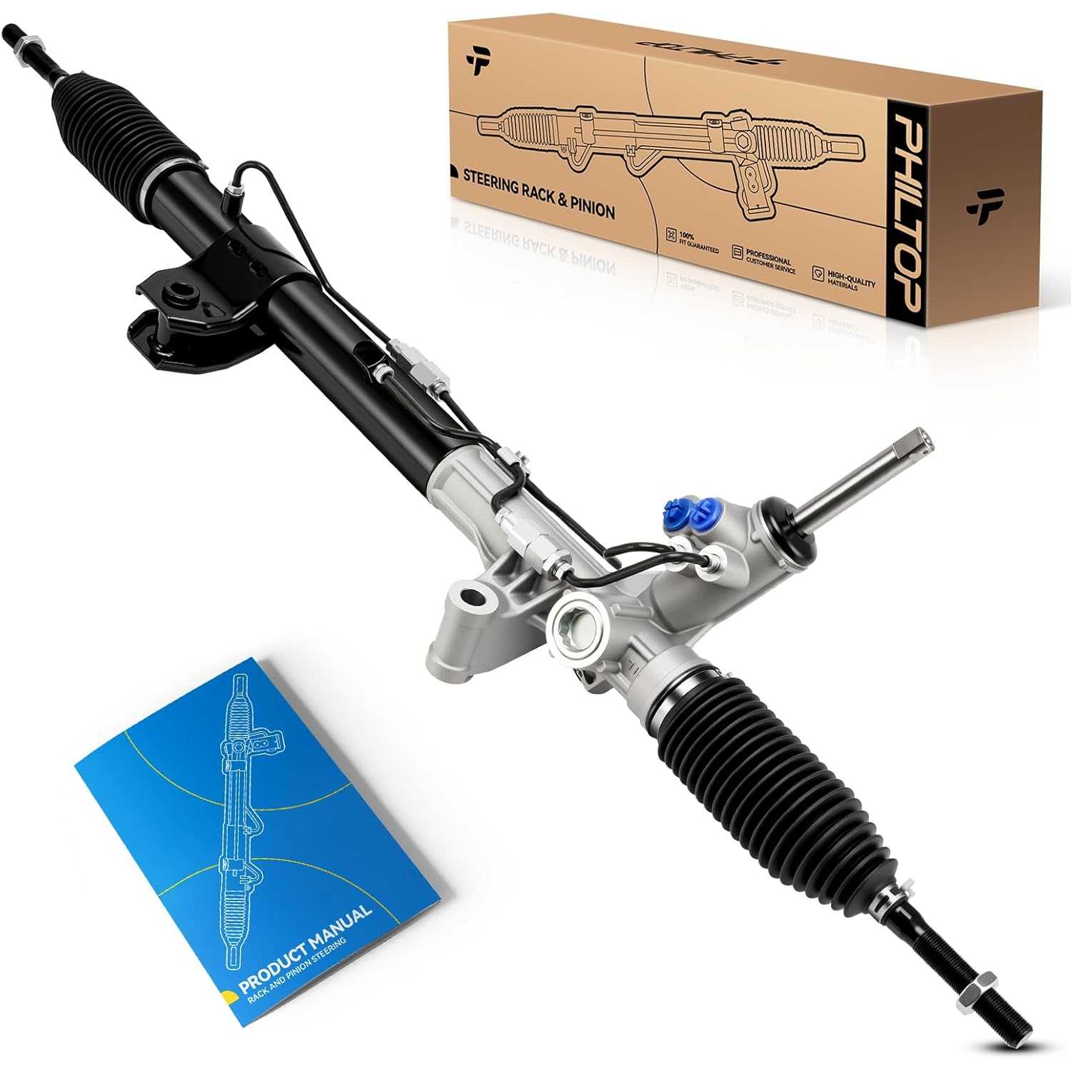 PHILTOP Hydraulic Power Steering Rack and Pinion Fit for 2012-2015 Grand Cherokee 3.6L RWD, 2011-2015 Durango 3.6L RWD Replace 2