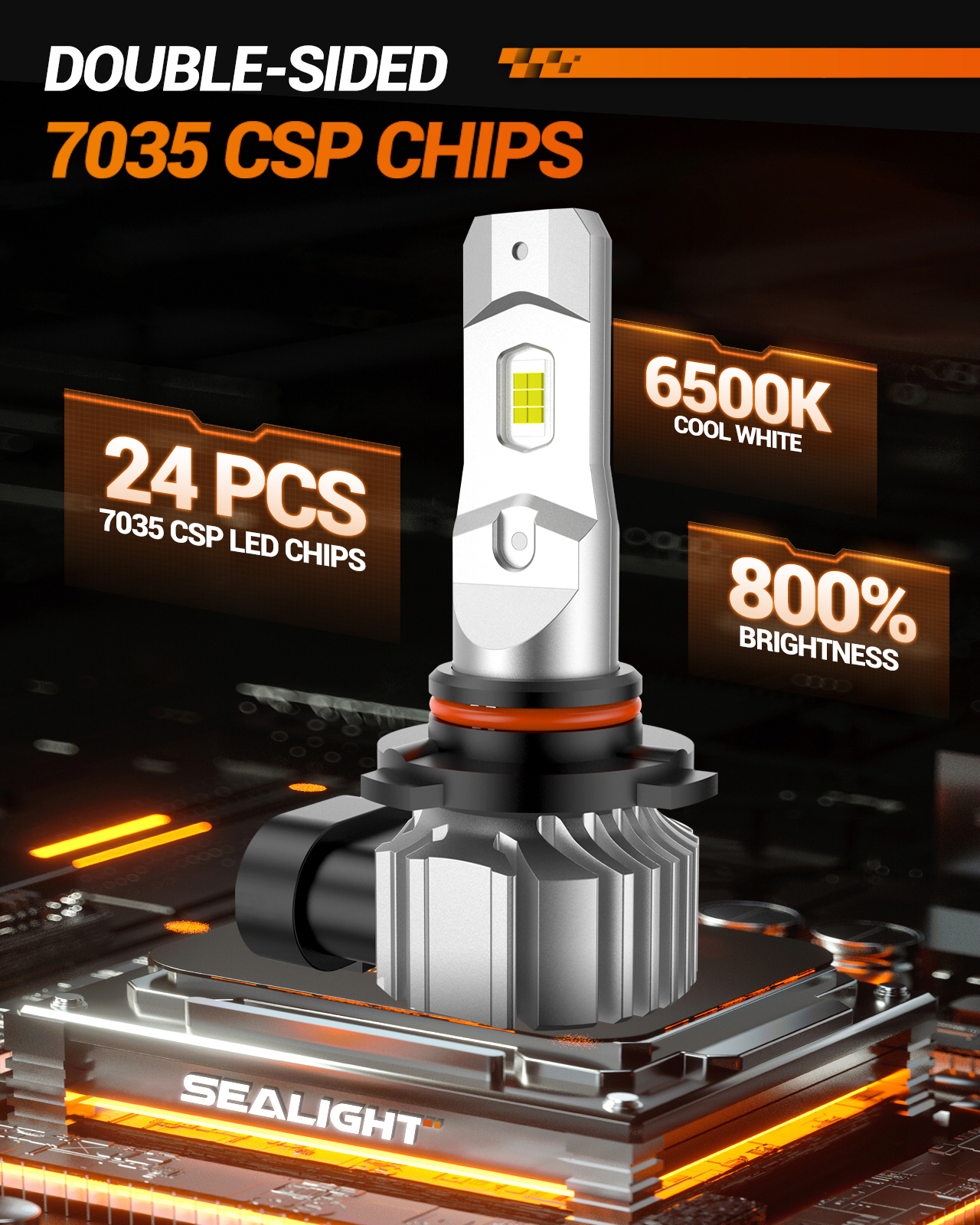thumbnail interactive-video image 1 of SEALIGHT S2S LED Headlight Bulb Kit – 9005+9006, 6000K Bright White, 4 Bulbs 1 of 4