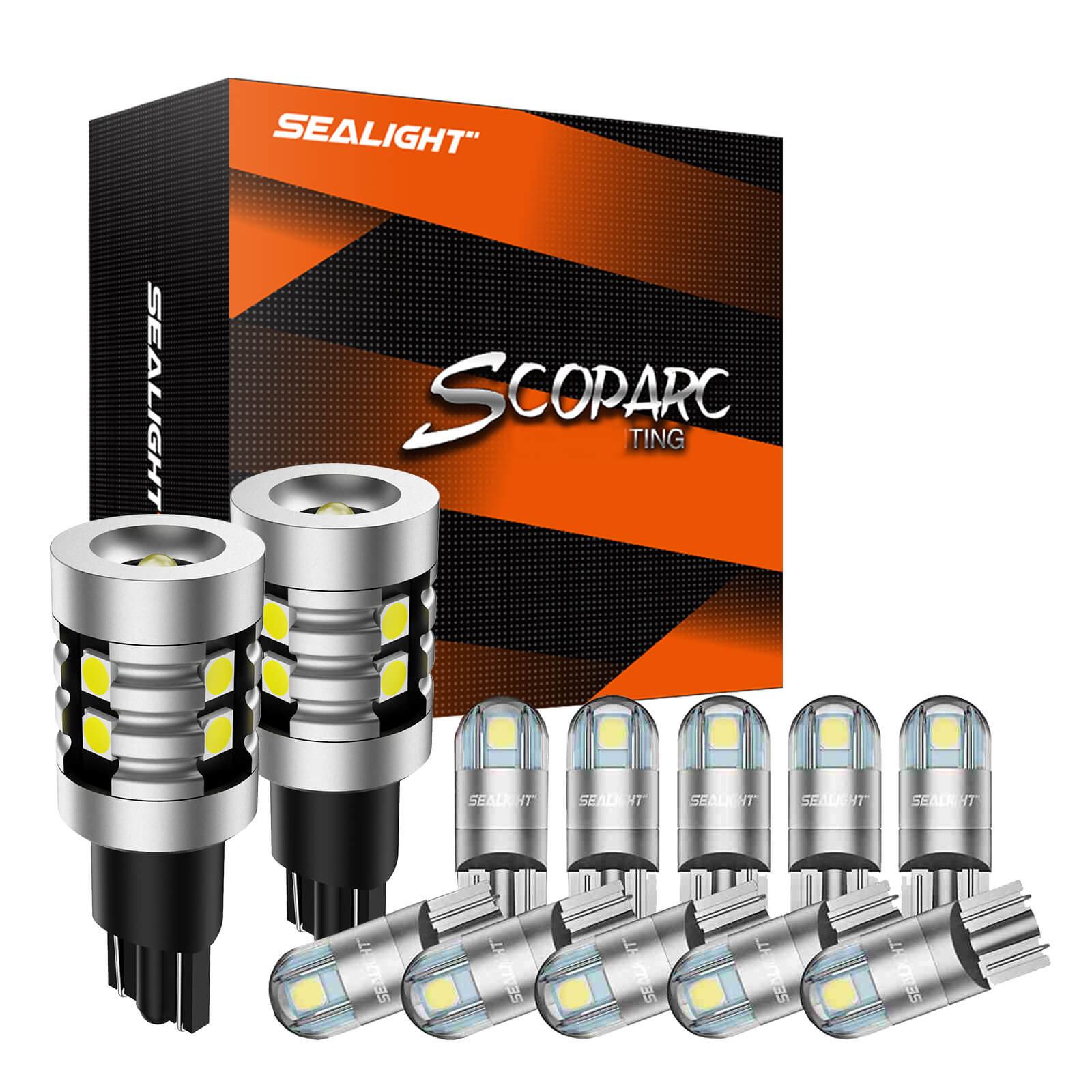 SEALIGHT® Premium Interior & Backup Light Kit: T10/194 & T15/921 LED Light Bulbs (10+2Pcs)