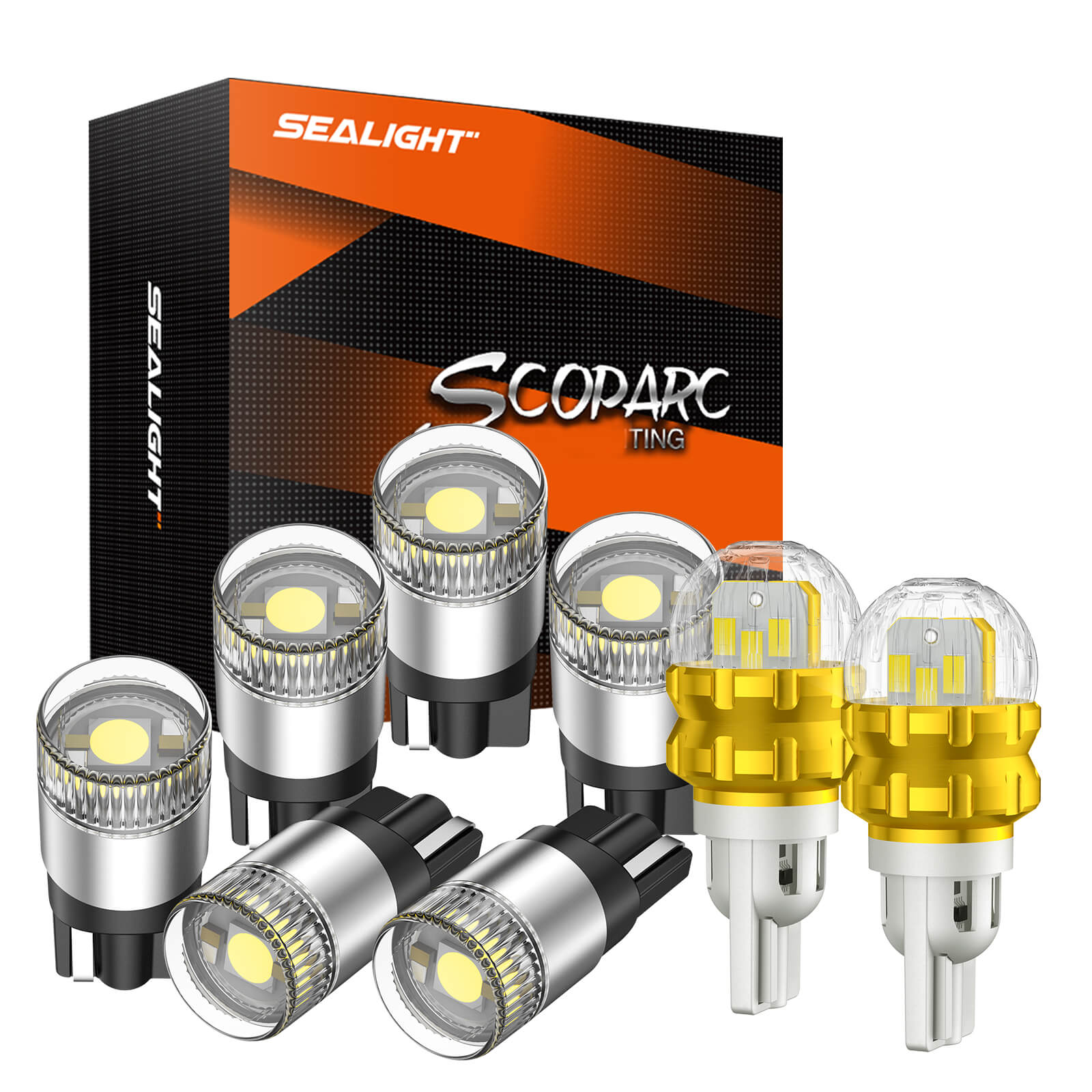 SEALIGHT® 2001 Chevrolet Impala - Essential Interior & Backup Light Kit: T10/194 & T15/921 LED Light Bulbs (6+2Pcs)
