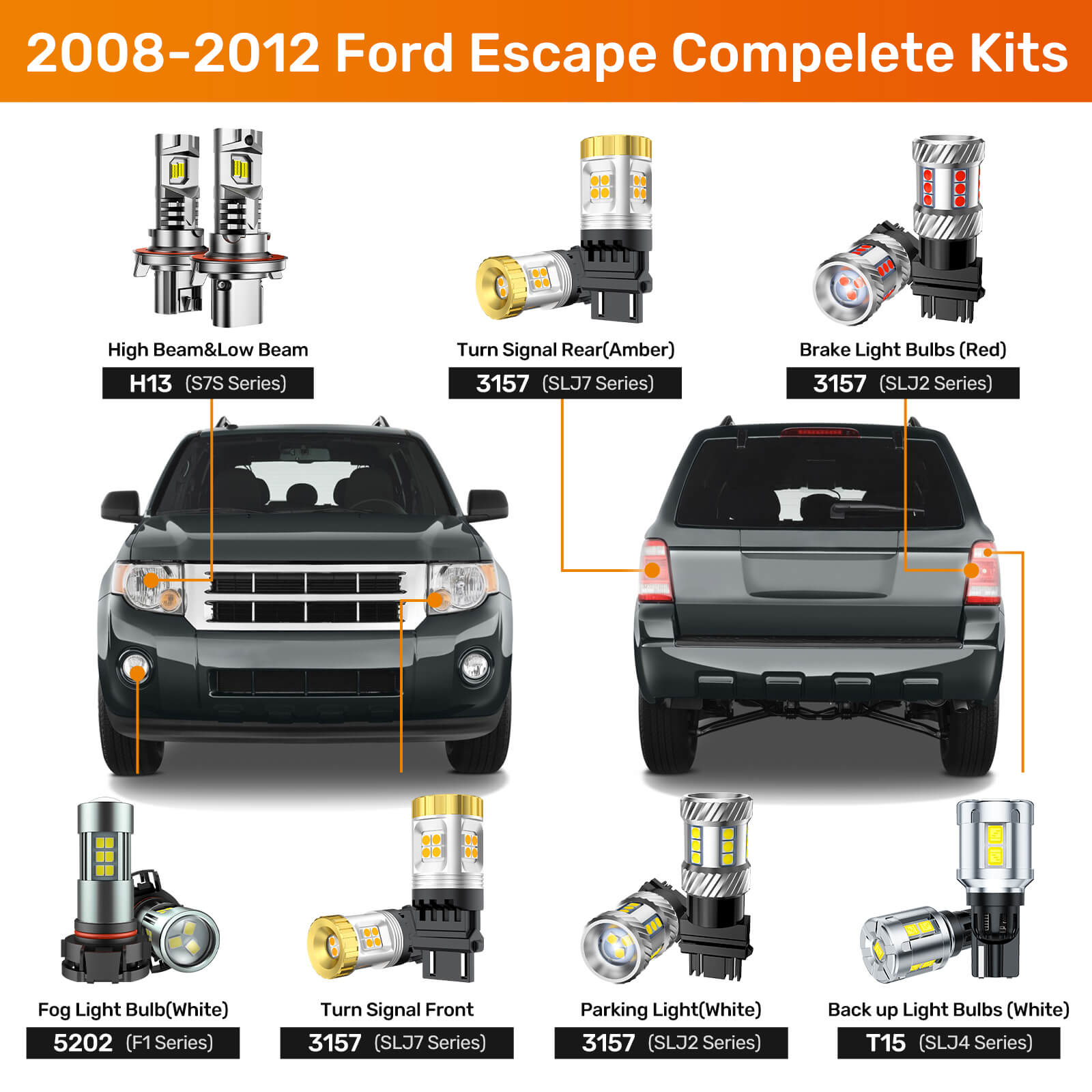 SEALIGHT® 2008-2012 Ford Escape LED Bulbs Exterior Multiple Position | Weatherproof & Verified