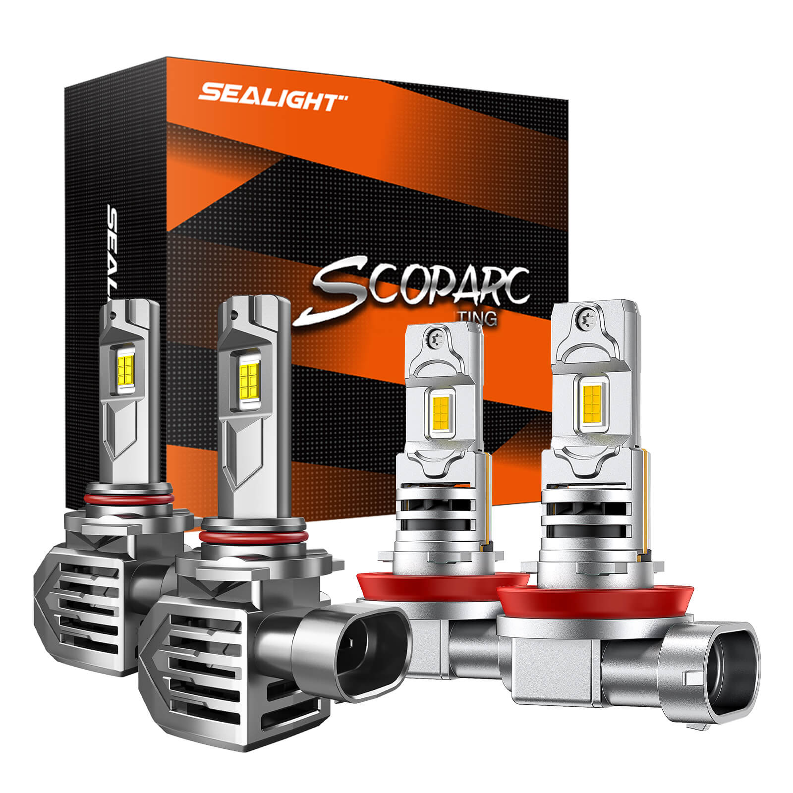 SEALIGHT® Brightest 9005/HB3 LED Headlight Bulbs H11/H16/H8/H9 Fog Light Bulbs Combo White 6500K IP68 2Pairs