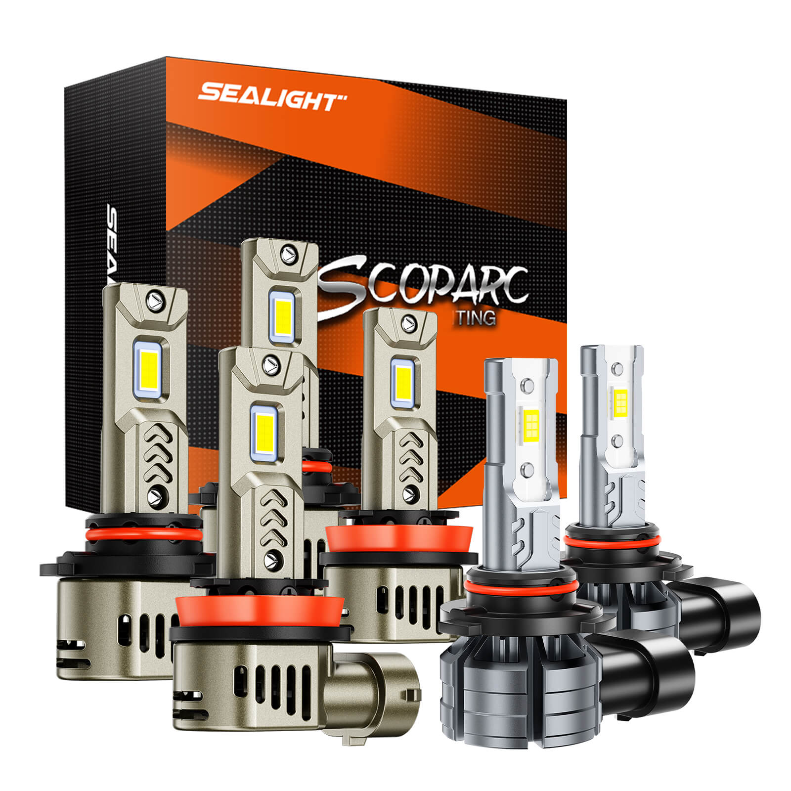 SEALIGHT® 9005/HB3 H11/H9/H8 LED Headlight Bulbs H10/9145/9140 Fog Light Bulbs Combo White 6500K IP68 3Pairs