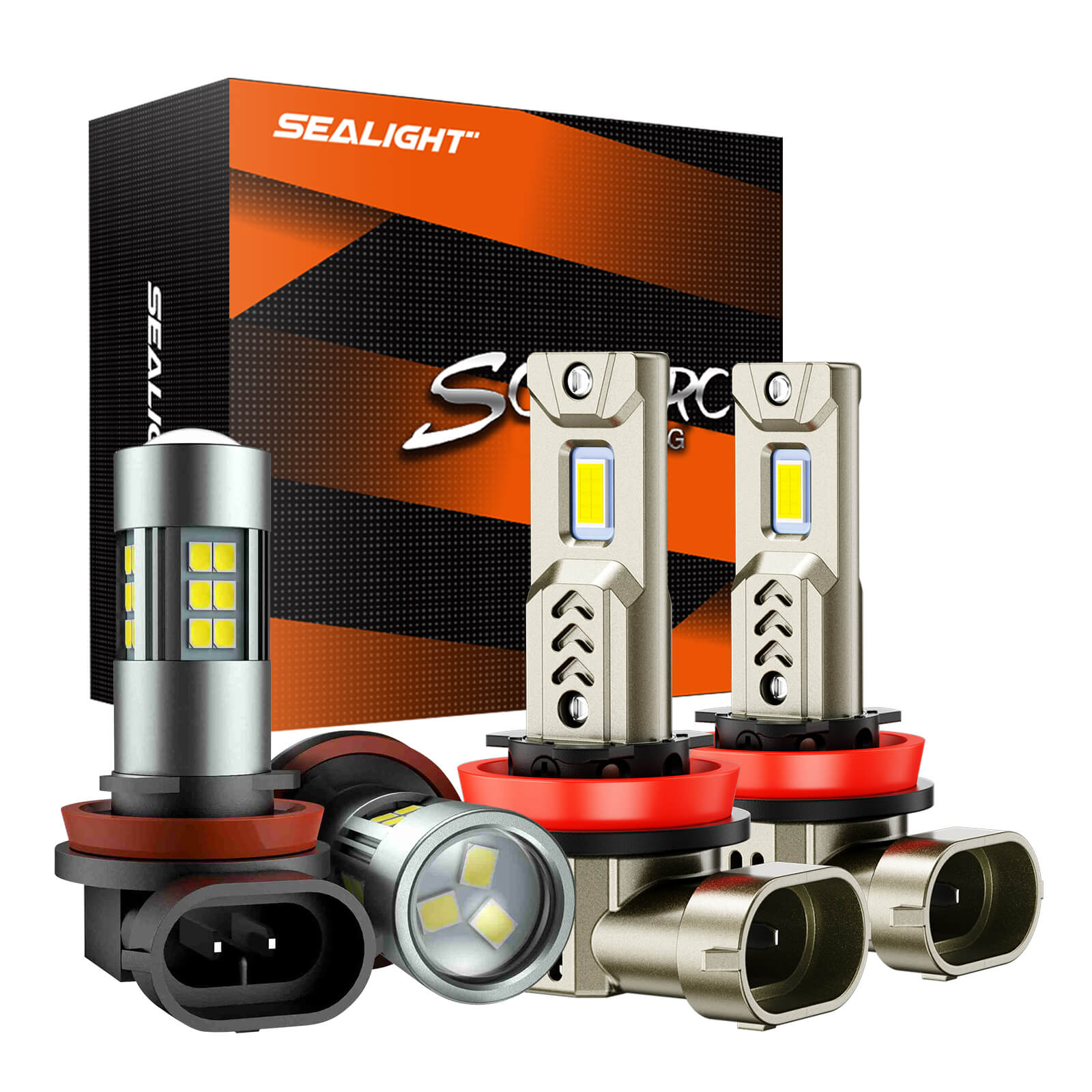 SEALIGHT® Essential H11/H9/H8 LED Headlight Bulbs H11/H16/H8/H9 Fog Light Bulbs Combo White 6500K IP68 2Pairs