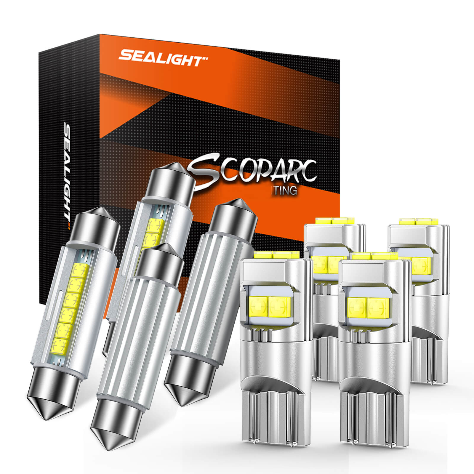 SEALIGHT® 1997 Chrysler Town & Country - Advanced Interior Pro Kit: T10-194 & 41mm Festoon (4+4Pcs)