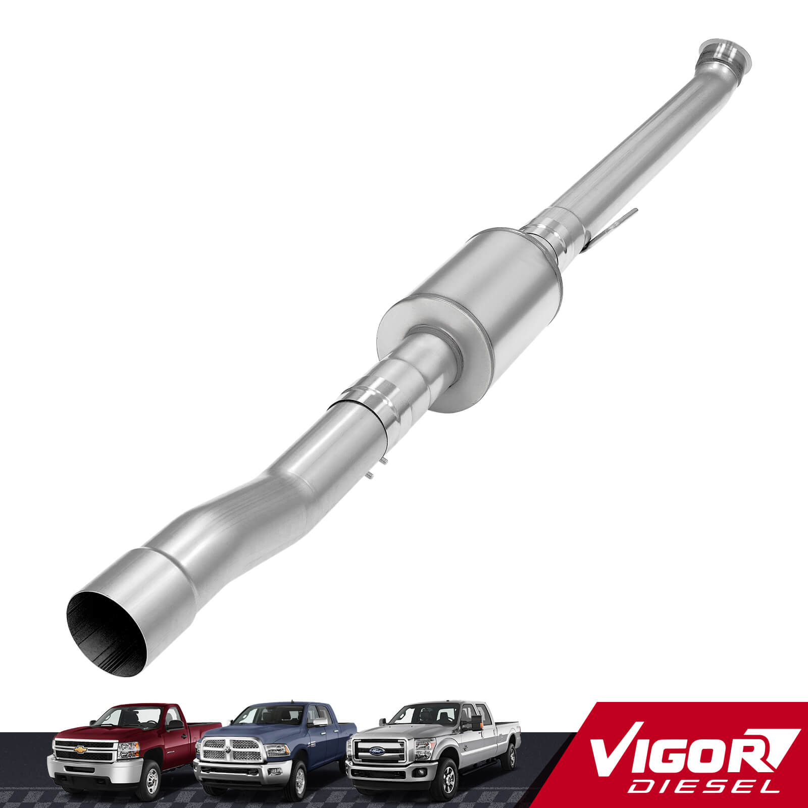 2019-2024 6.7L Cummins 4" CAT/DPF Delete Racepipe With Muffler For Ram 2500/3500 1