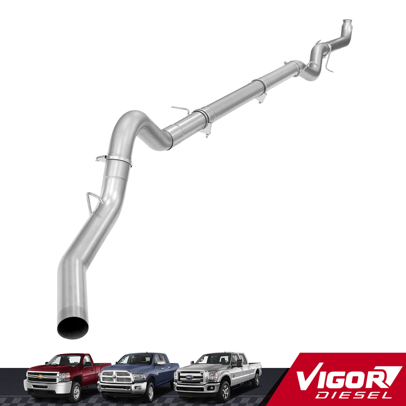 2001-2007 6.6L Duramax LBZ LLY LB7 5" Downpipe-Back CAT Delete Exhaust System For Silverado Sierra 2500/3500HD 1