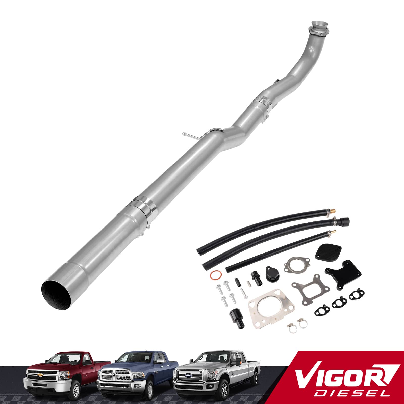 4" DPF/EGR Delete 2017-2023 L5P Duramax EGR Delete Kit(Black) and 4" Race Pipe 1
