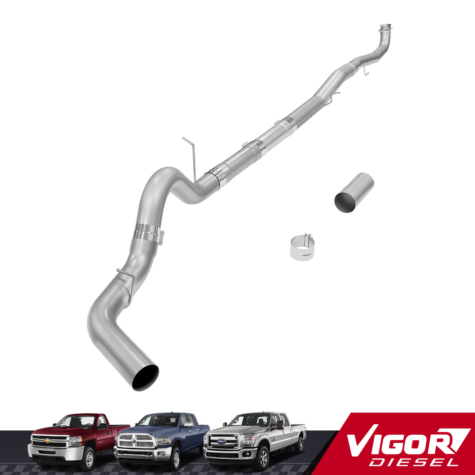 2017-2019 6.6L Duramax L5P 5" Downpipe-Back DPF Delete Exhaust System For Silverado Sierra 2500/3500HD 1