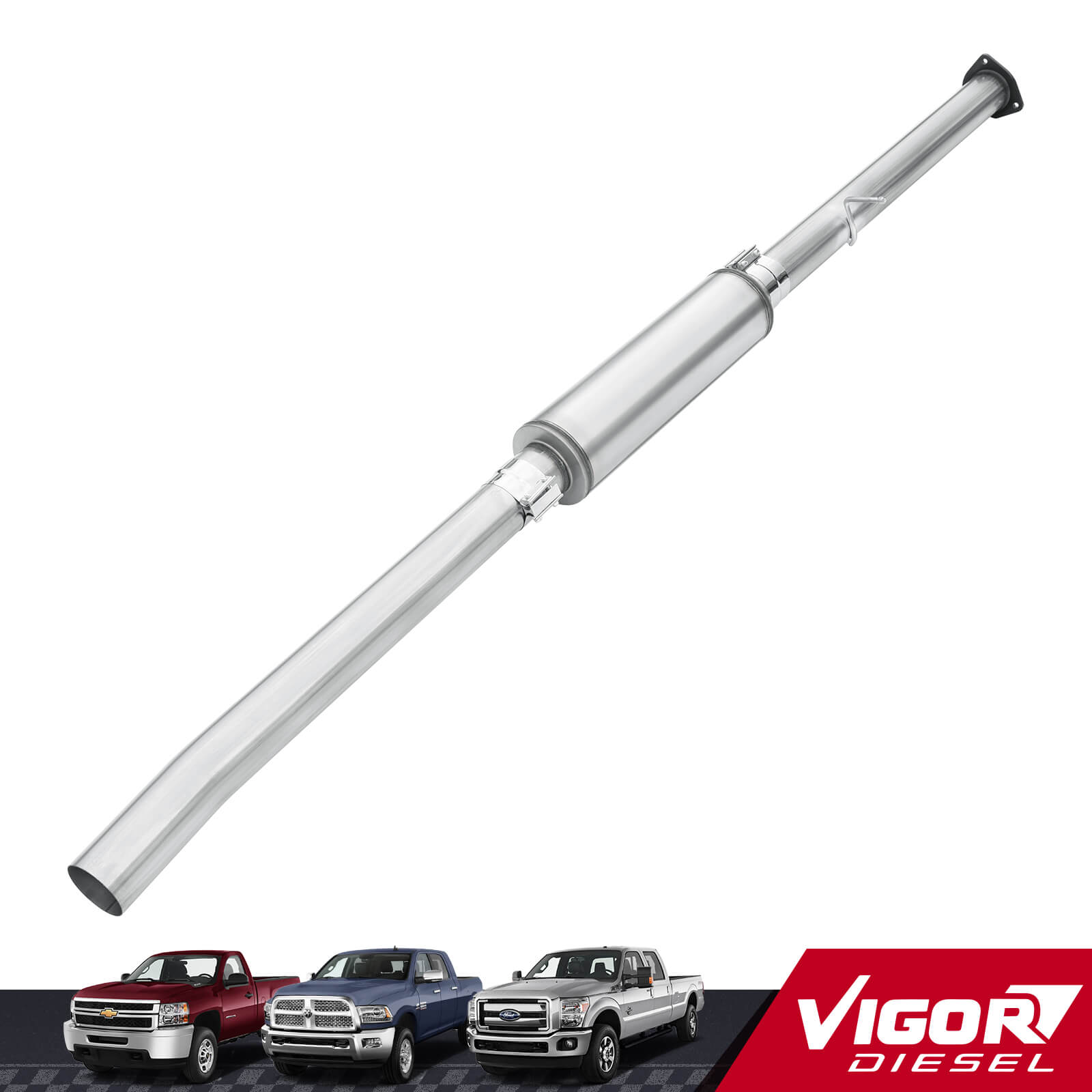 2013-2018 6.7L Cummins 4" CAT/DPF Delete Racepipe With Muffler For Ram 2500/3500 1