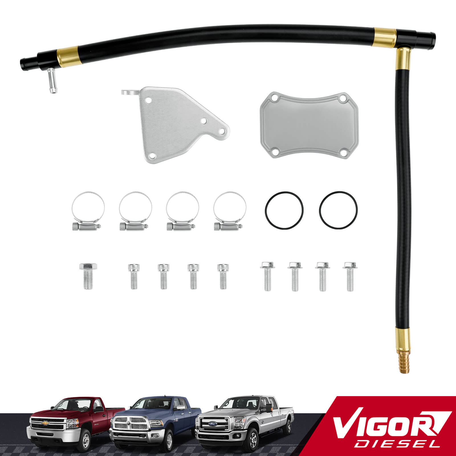 2011-2016 GMC/Chevy 6.6L Duramax LML EGR Valve & Cooler Delete Kit (Silver) for Silverado/Sierra 2500/3500 HD 1