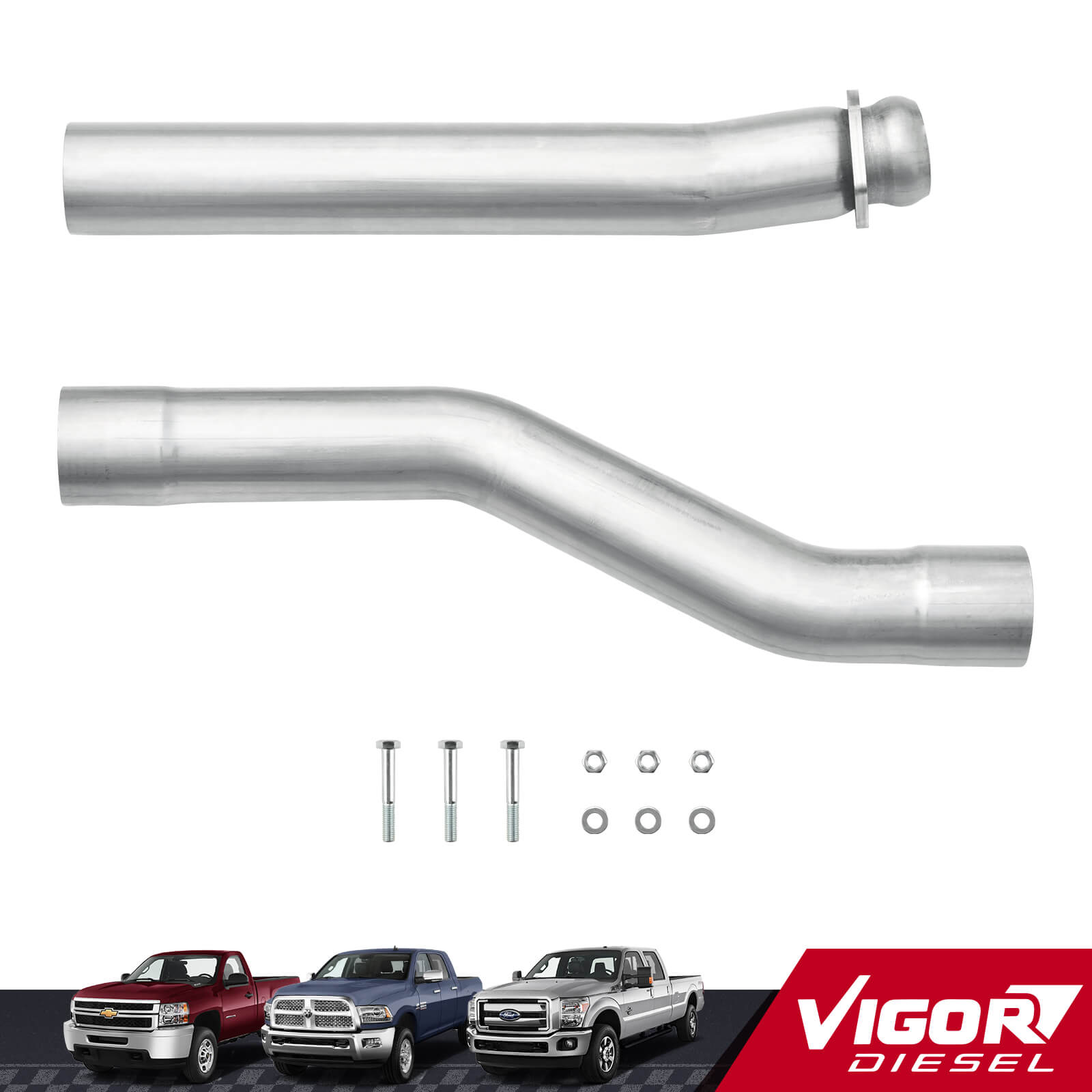 2003-2007 6.0L PowerStroke 3.5" CAT/Muffler Delete Racepipe With Muffler For F250/350 Super Duty 1