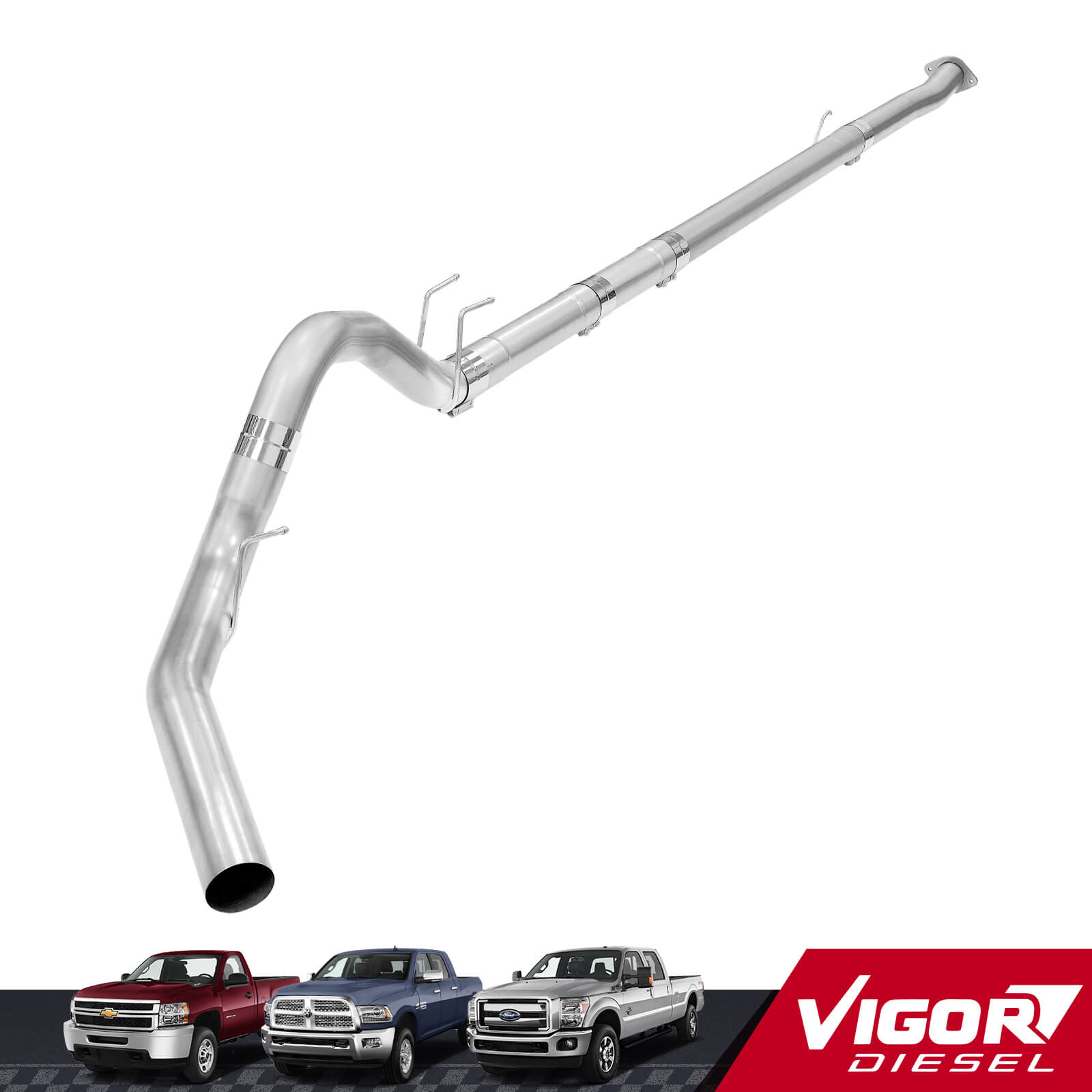2008-2010 6.4L PowerStroke 4" Downpipe-Back CAT/DPF Delete Exhaust System For F250/350 Super Duty 1