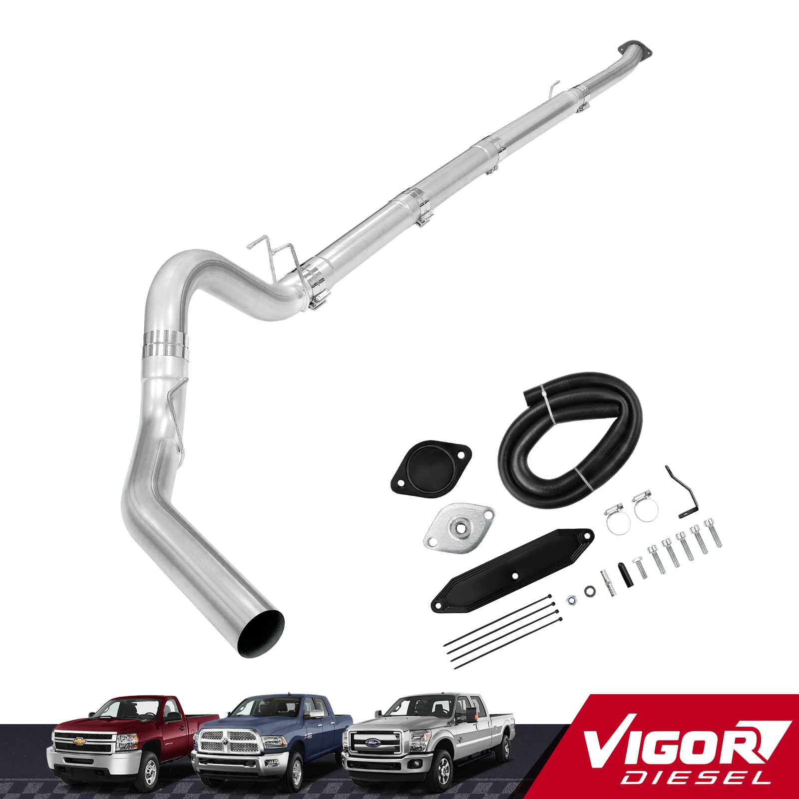 5" DPF/EGR Delete 2017-2019 6.7L Powerstroke EGR Delete Kit(Normal, Black) and 5" Dp-Back Exhaust 1