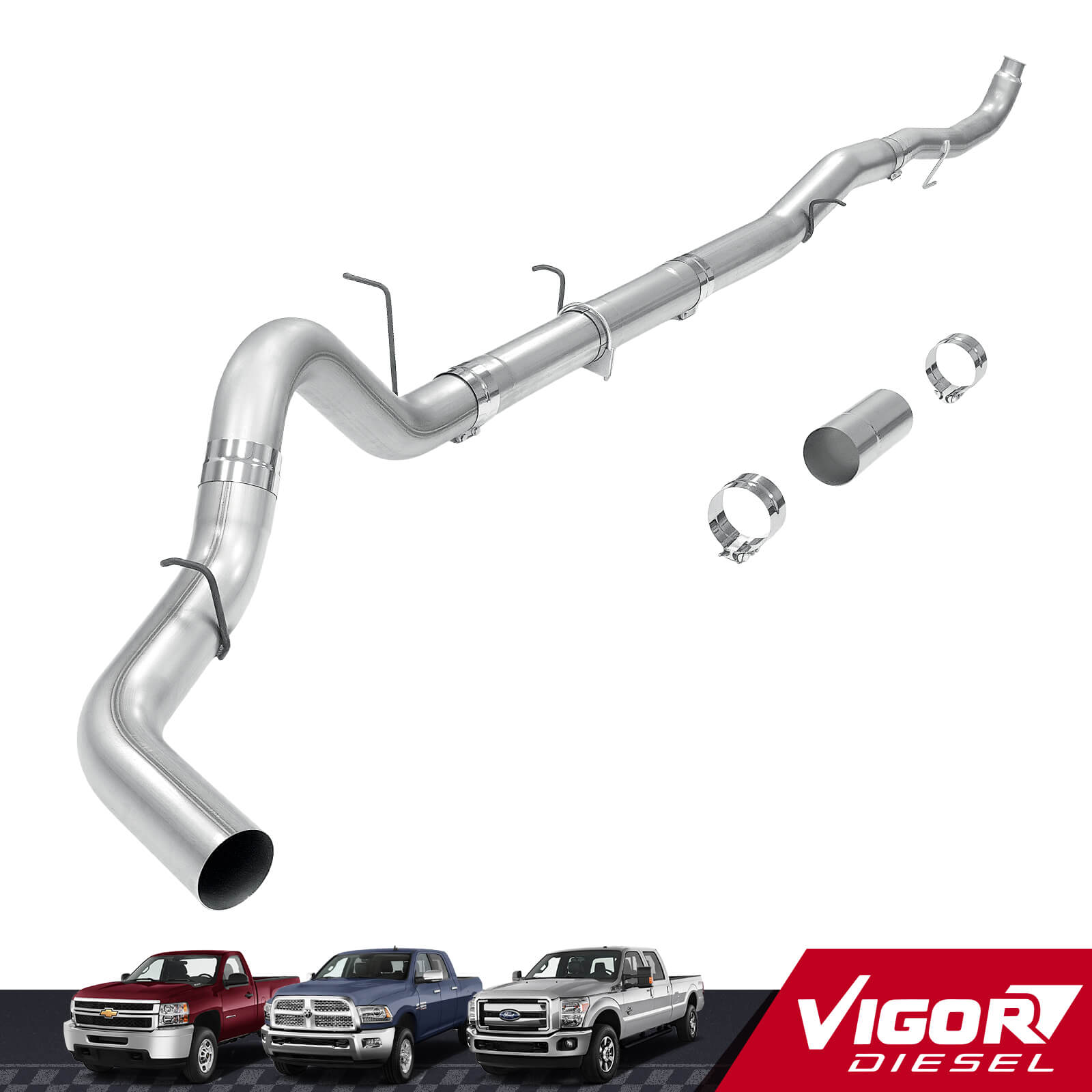 2011-2015 6.6L Duramax LML 5" Downpipe-Back CAT/DPF Delete Exhaust System For Silverado Sierra 2500/3500HD 1