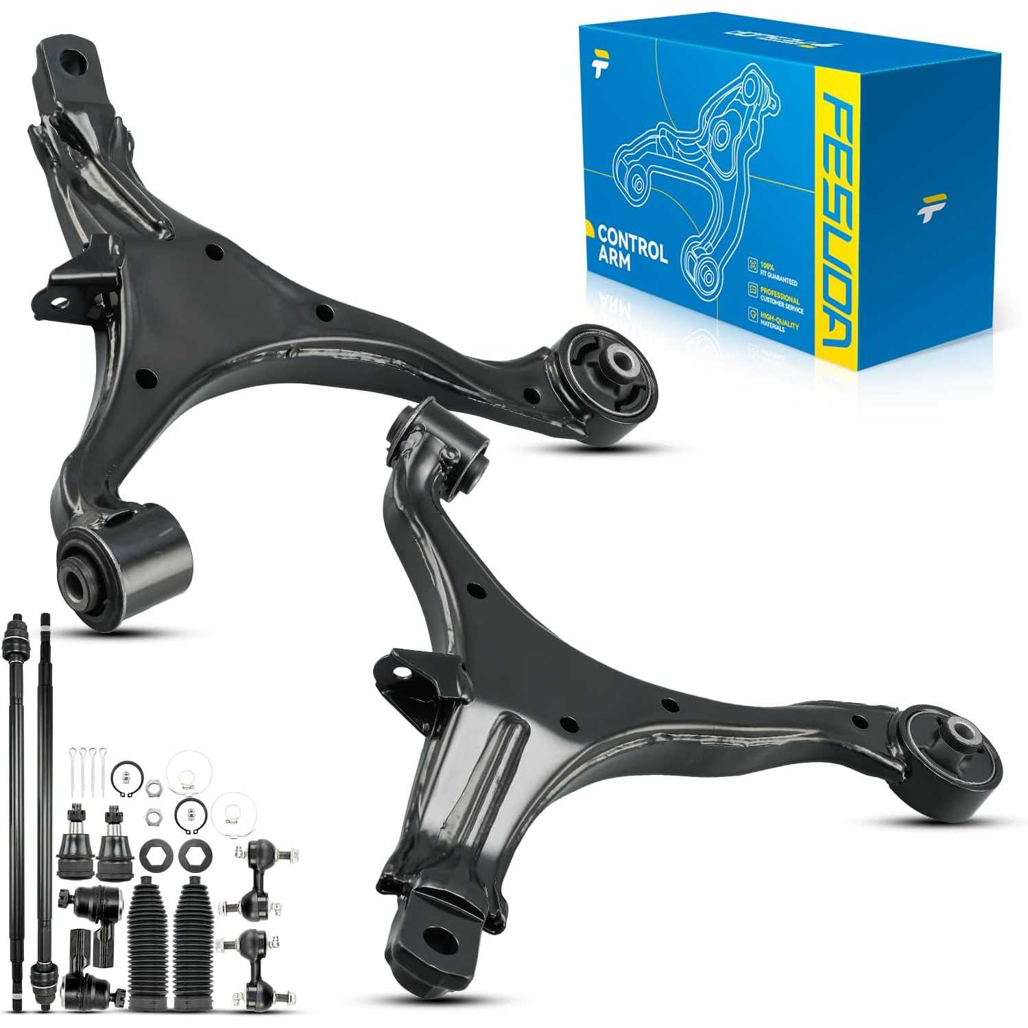 PHILTOP 12Pcs Front Lower Control Arms W/Ball Joint Tie Rod Sway Bar Link Fit for 2002-2006 CR-V Suspension Kit, K640399 K640400