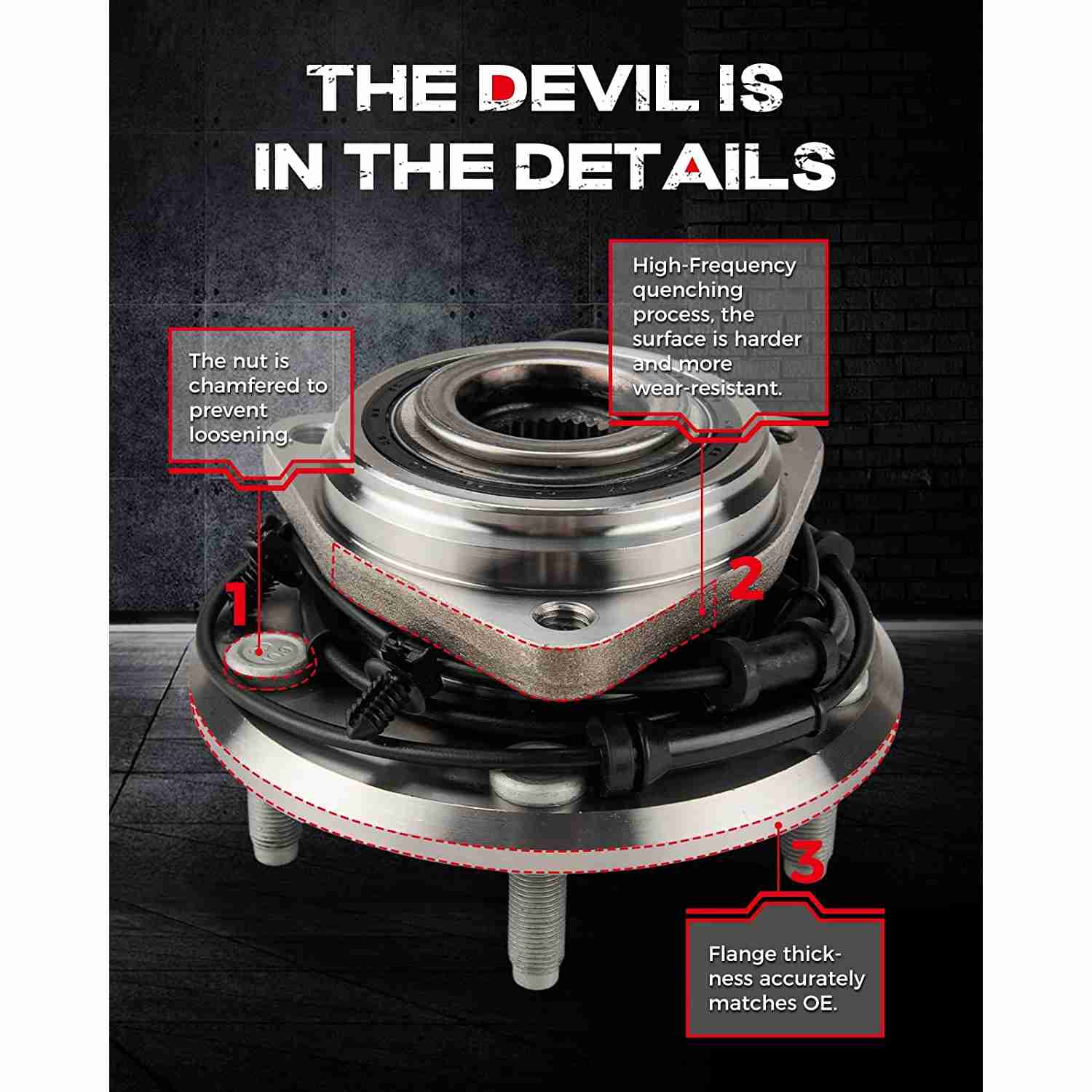 Suncent® 513272 Front Wheel Bearing & Hub Assembly for 2007-2010 Wrangler 2