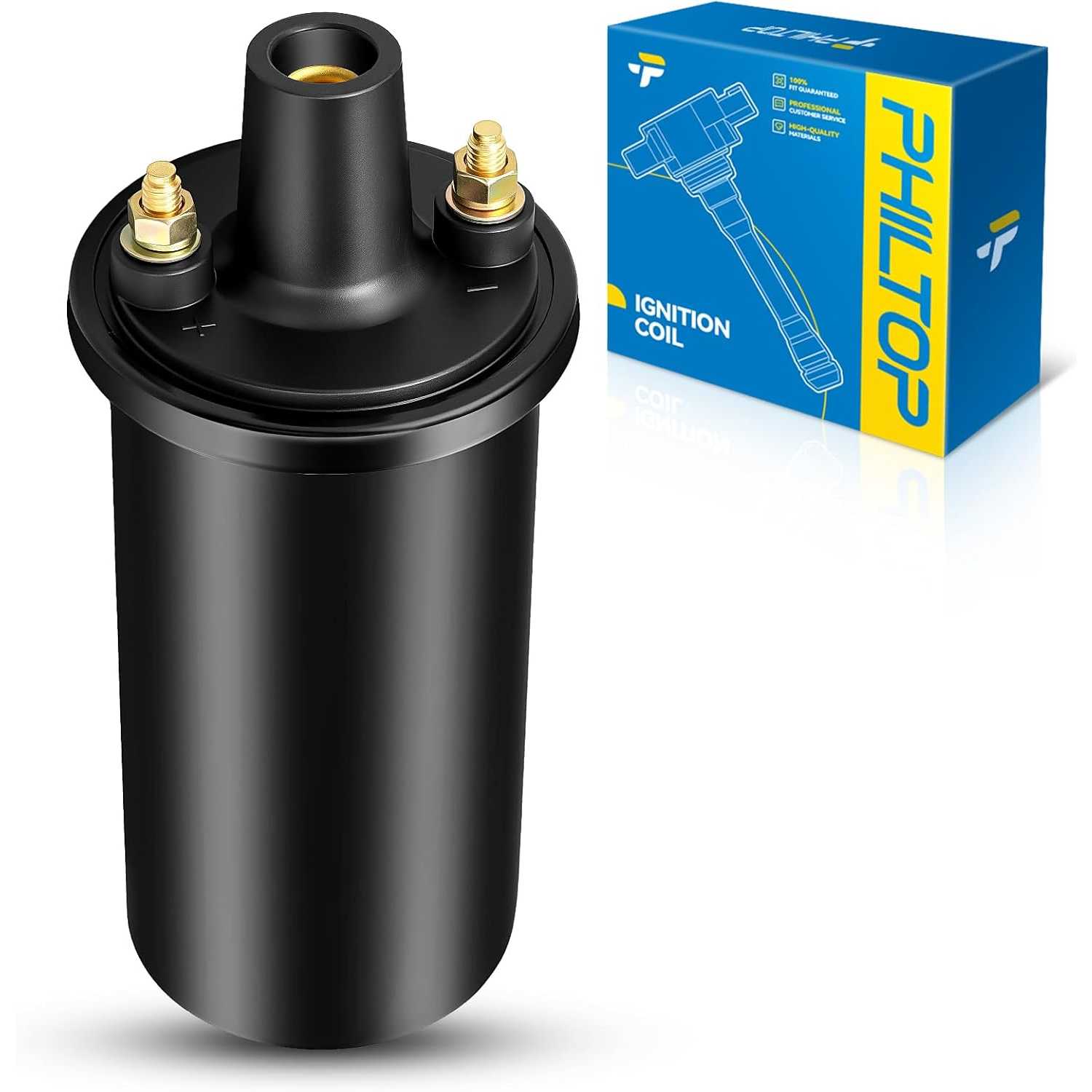 PHILTOP FD471 Ignition Coil Packs Fits for Ford 1964-1973 Mustang, 1959-1961 1963-1966 1970-1975 F-100, 1963-1966 1968-1975 F-25