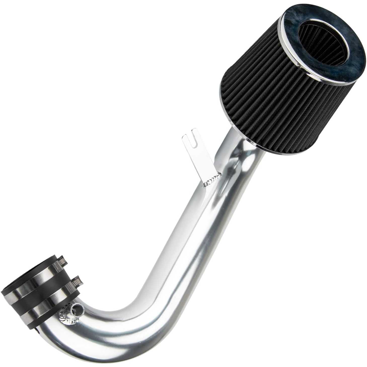 ZonCar® Cold Air intake kit w/ Heat Shield for Civic 2001-2005 L4 1.7L Black Polished Aluminum 5