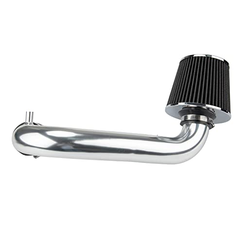 ZonCar® Cold Air intake kit w/ Heat Shield for Civic 2001-2005 L4 1.7L Black Polished Aluminum 1