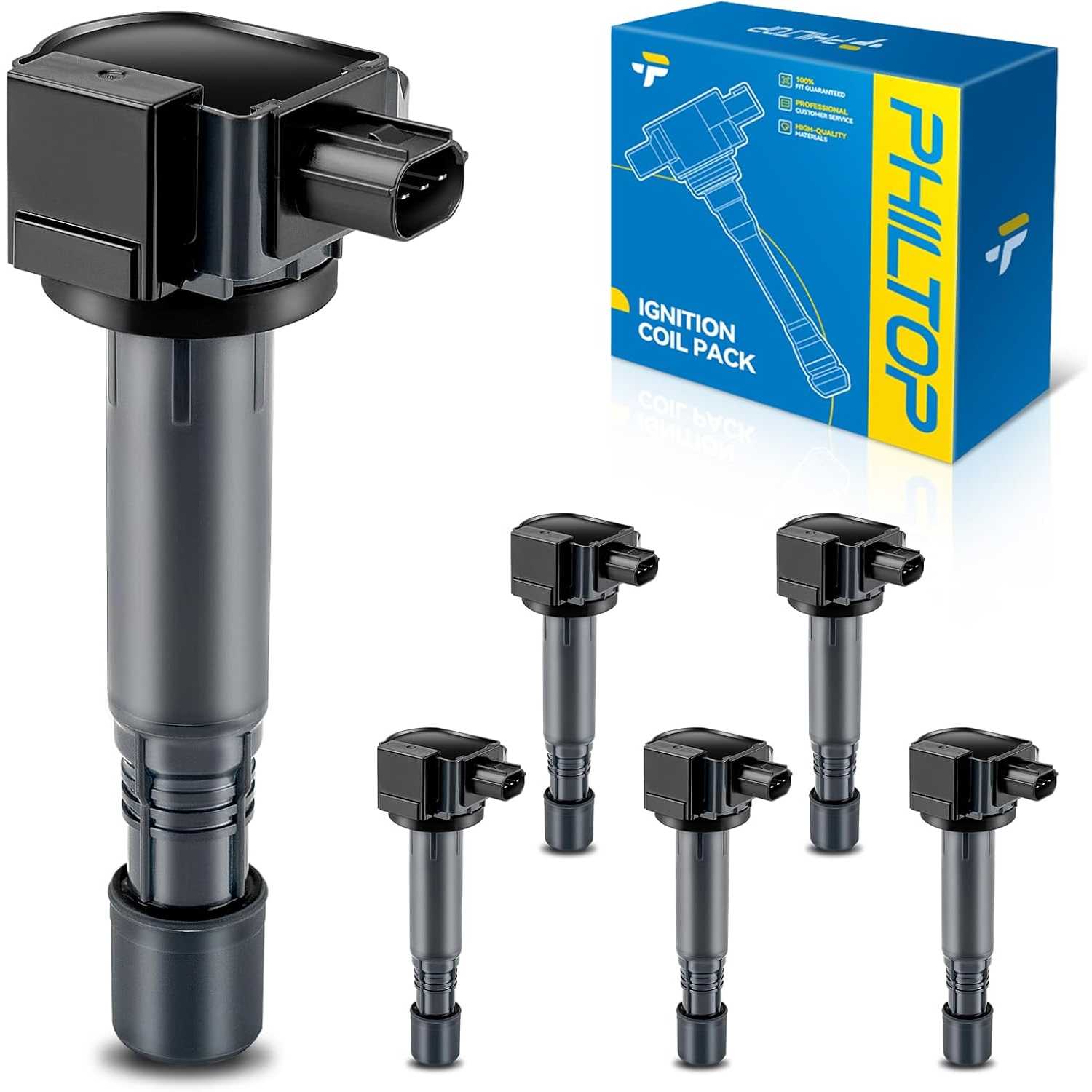 PHILTOP UF713 Ignition Coil Packs Fits for Honda 2016-2023 Pilot, 2018-2023 Odyssey, 2017-2023 Ridgeline, 2013-2017 Accord 3.5L,