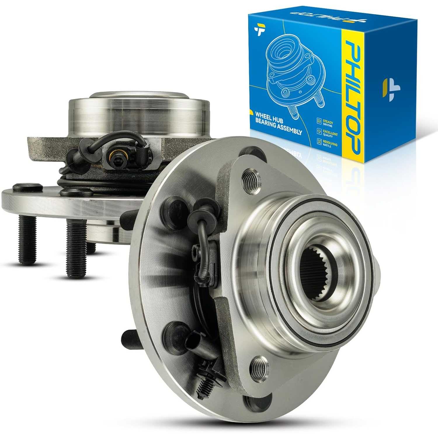 PHILTOP 515155 4WD Front Wheel Bearing & Hub Assembly Compatible with 2012-2015 Nissan Titan, 2012-2015 Nissan Armada W/ABS