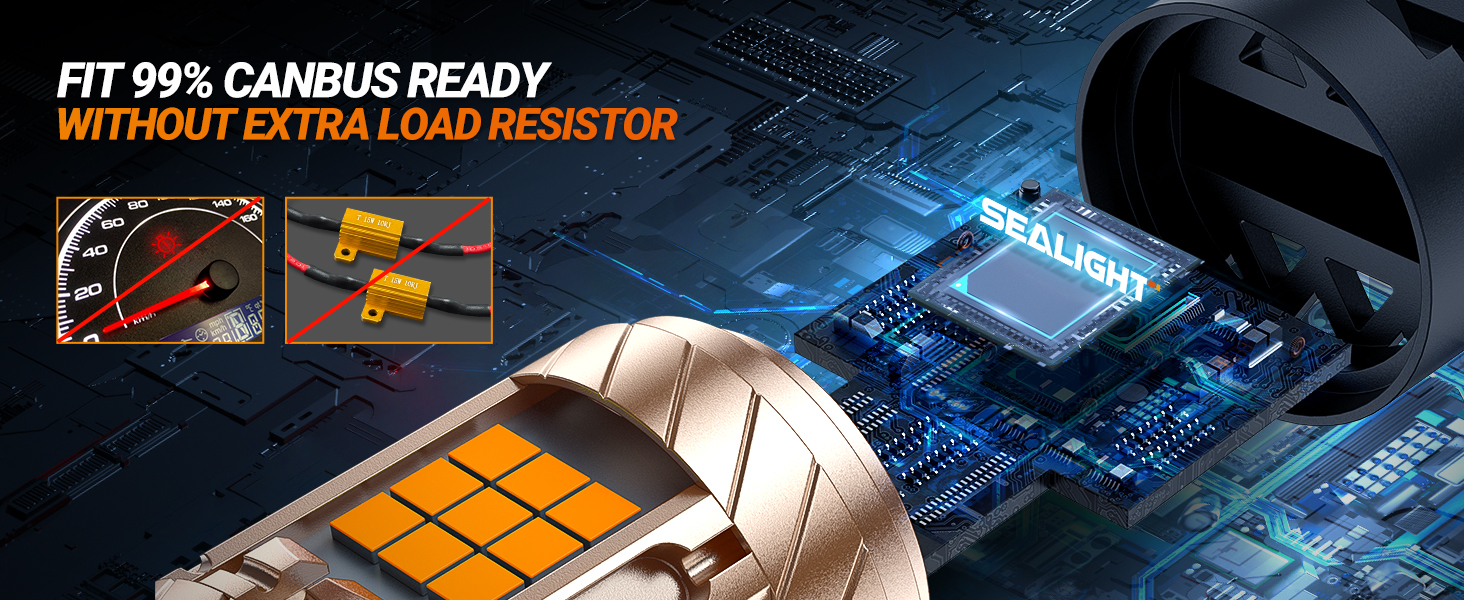 sealight 7443 7440 led bulb amber yellow