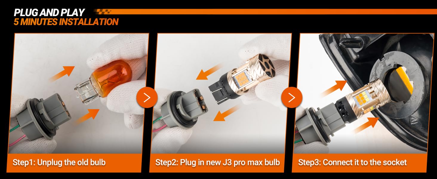 sealight 7443 7440 led bulb amber yellow