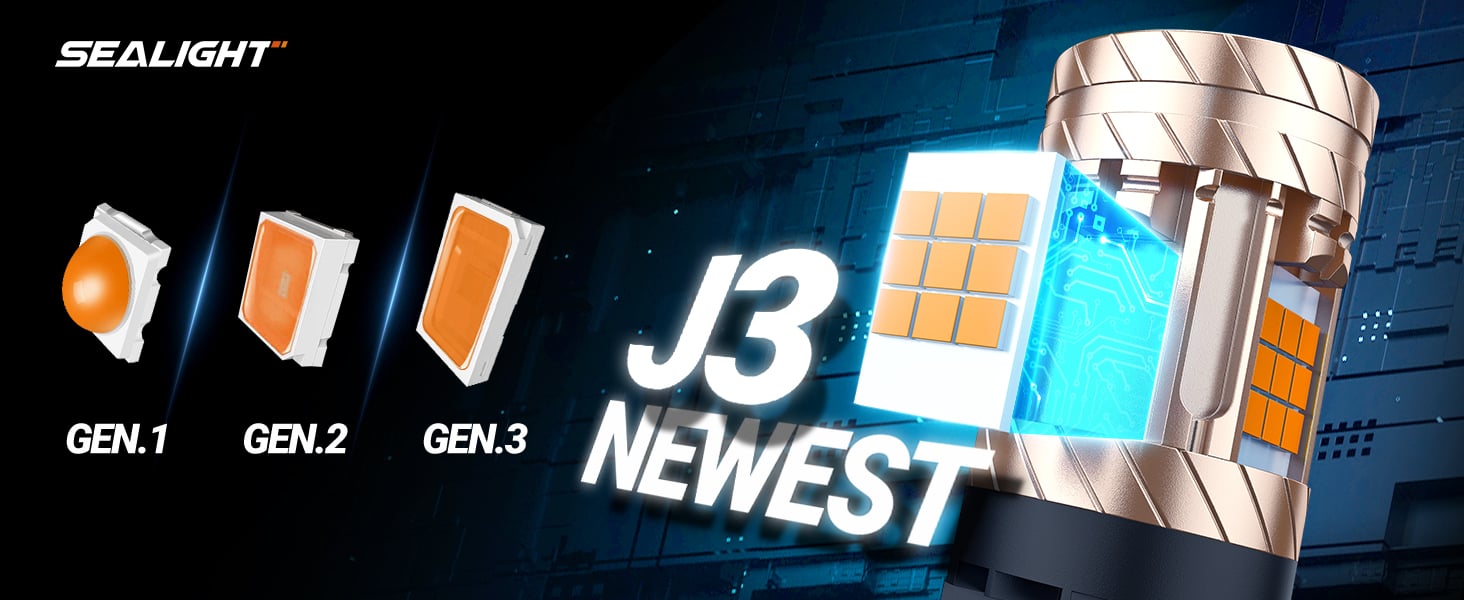 sealight 7443 7440 led bulb amber yellow