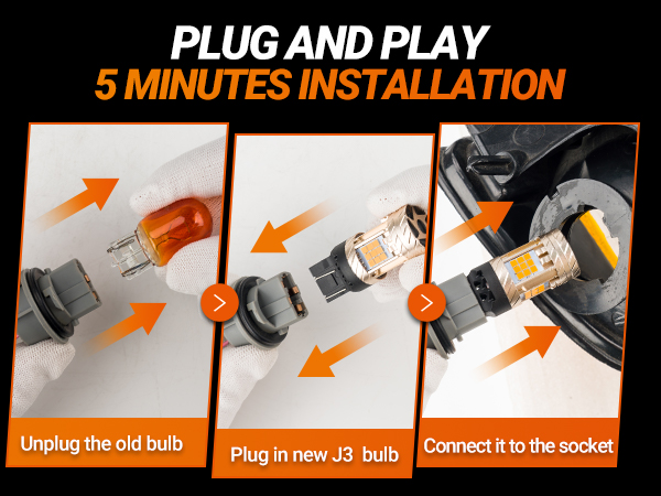 SEALIGHT SLJ3 7443/7440 Amber Yellow LED Turn Signal Blinker