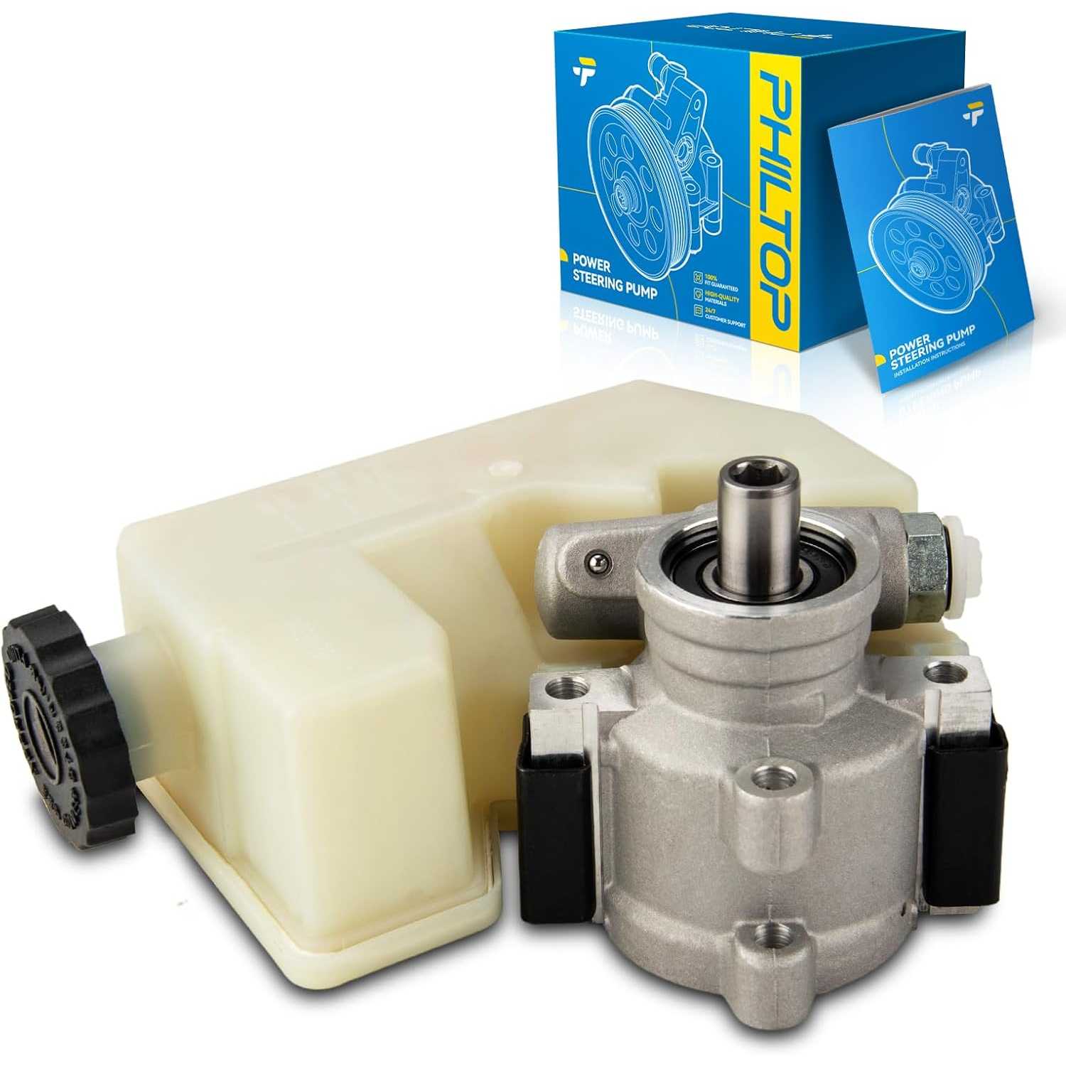 PHILTOP 9664610 Power Steering Pump with Reservoir, Fit for 2002-2006 Liberty 3.7L, Replace OE 14636, 52088710AA, 52088710AB, 52
