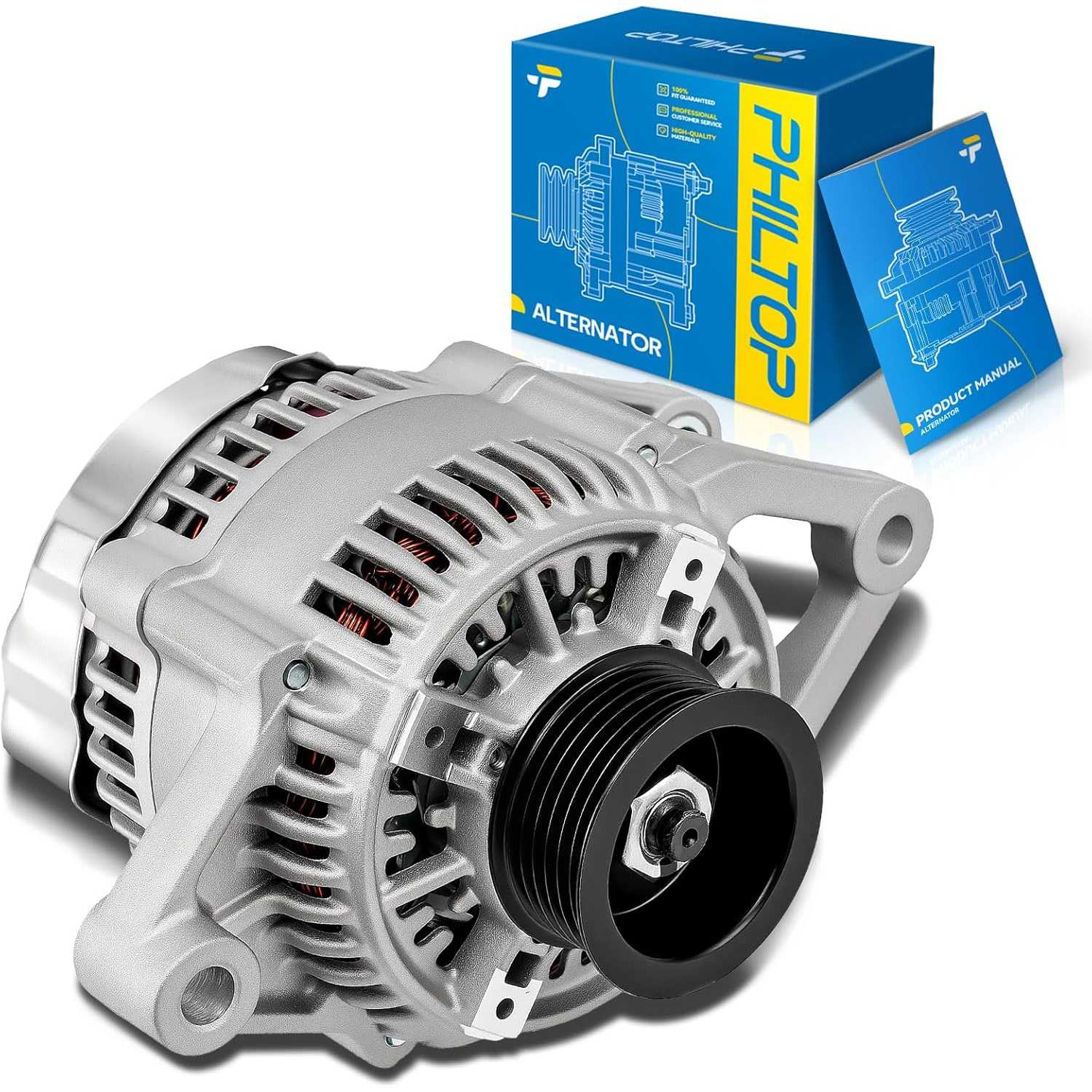 PHILTOP 13822N Alternator Compatible with Jeep, Dodge;1999-2000 Cherokee, Wrangler, Dakota (117 Amp) Replace for,56005685AC, 560
