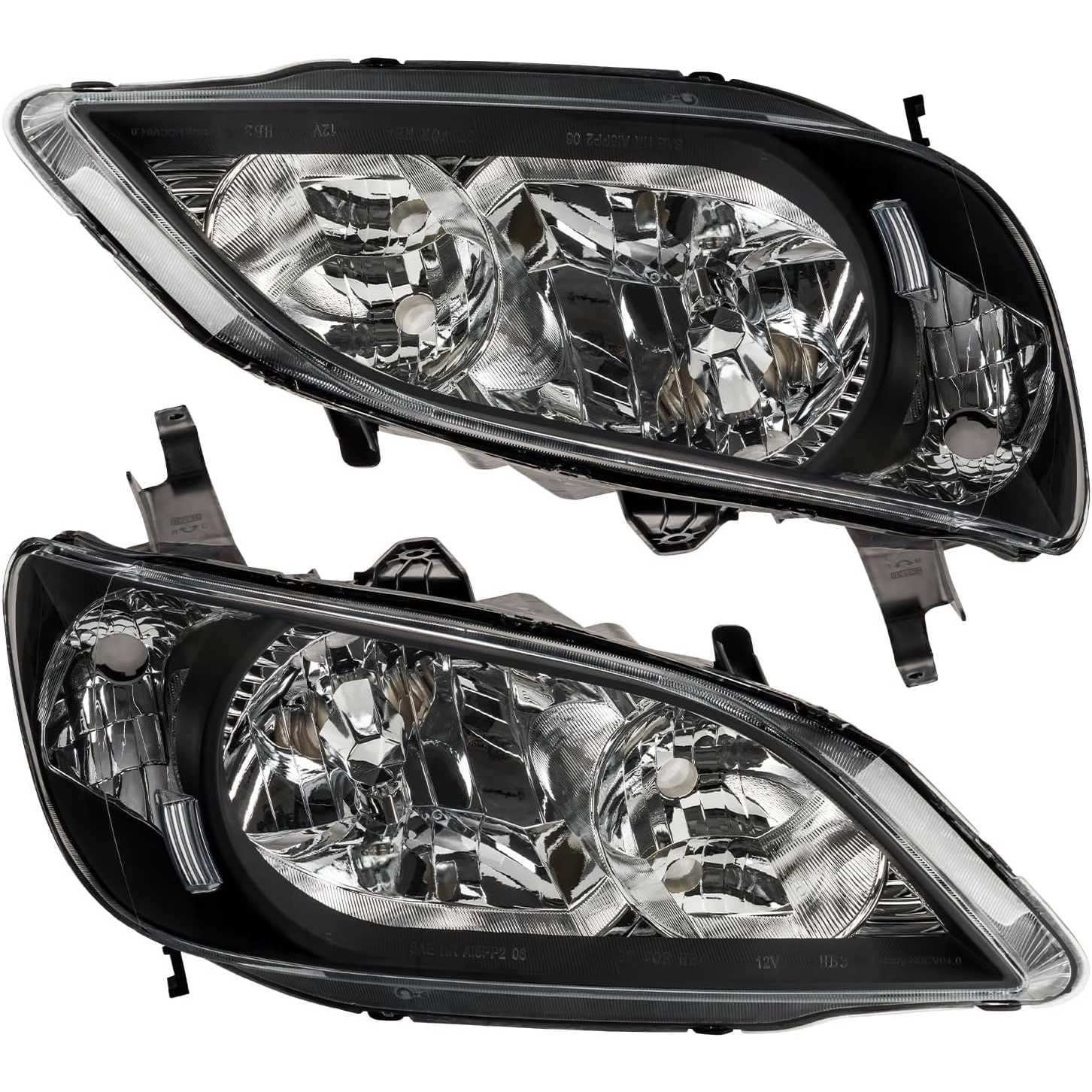 PHILTOP Headlight Assembly, Front Black Headlights Fit for 2004-2005 Civic 1.3/1.7L Sedan/Coupe, Clear Lens Clear Reflector