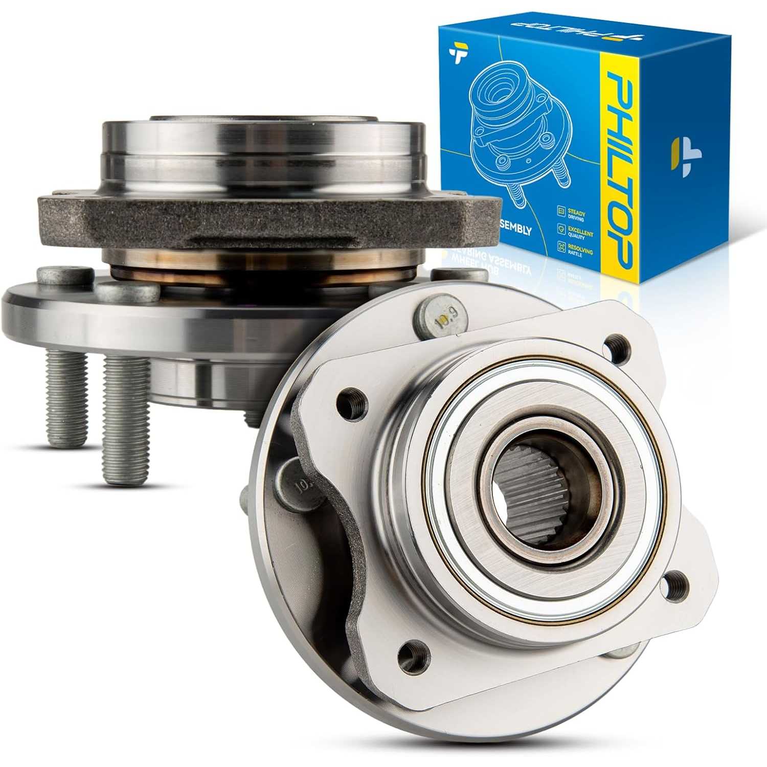 PHILTOP Front 513123 Wheel Bearing and Hub Assembly 5 Lugs for Dodge Grand Caravan 1996-2007, Chrysler Voyager 1996-2003, Chrysl
