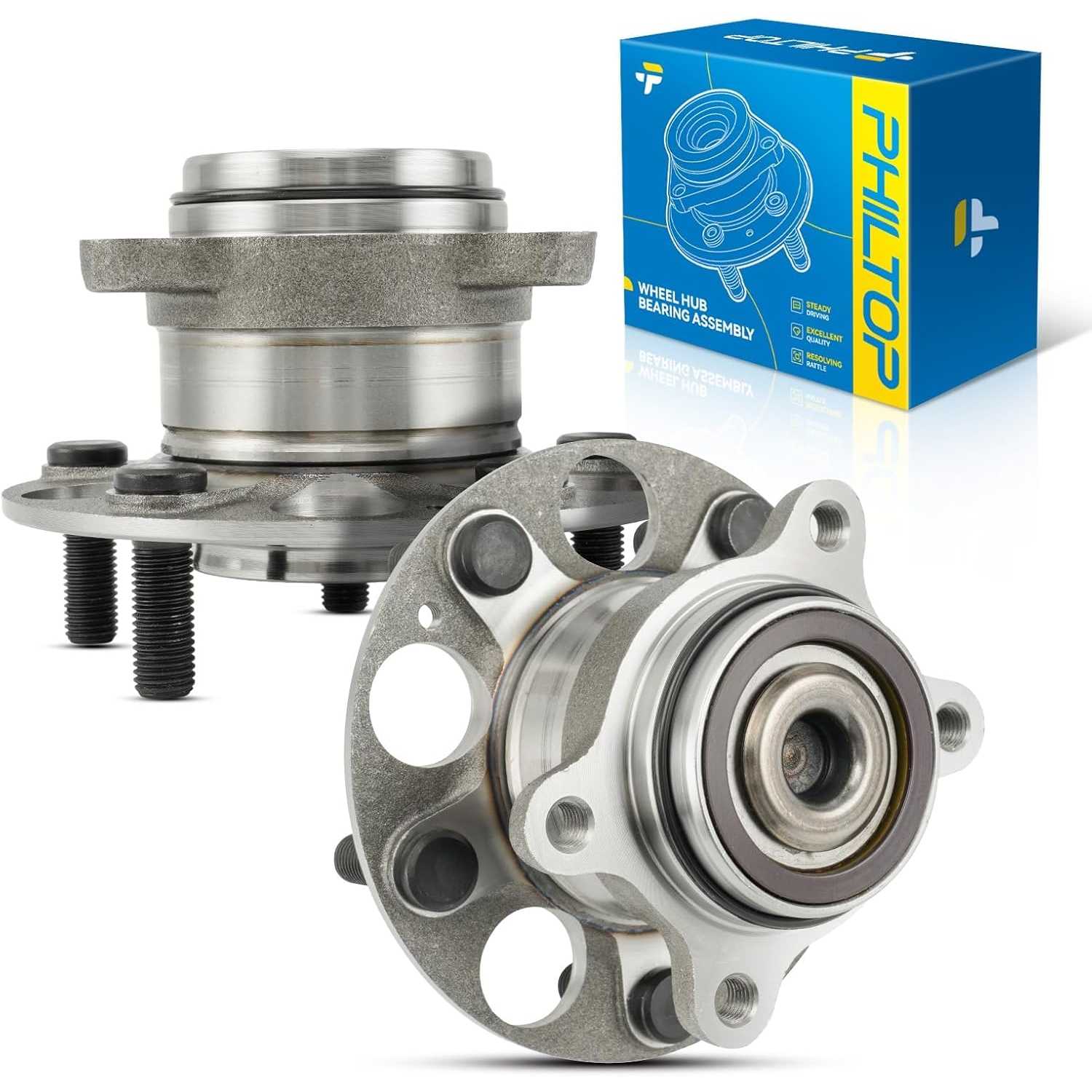 PHILTOP 512502 Rear Wheel Bearing Fit for Honda Civic 2012, 5 Lugs Wheel Hub Assembly