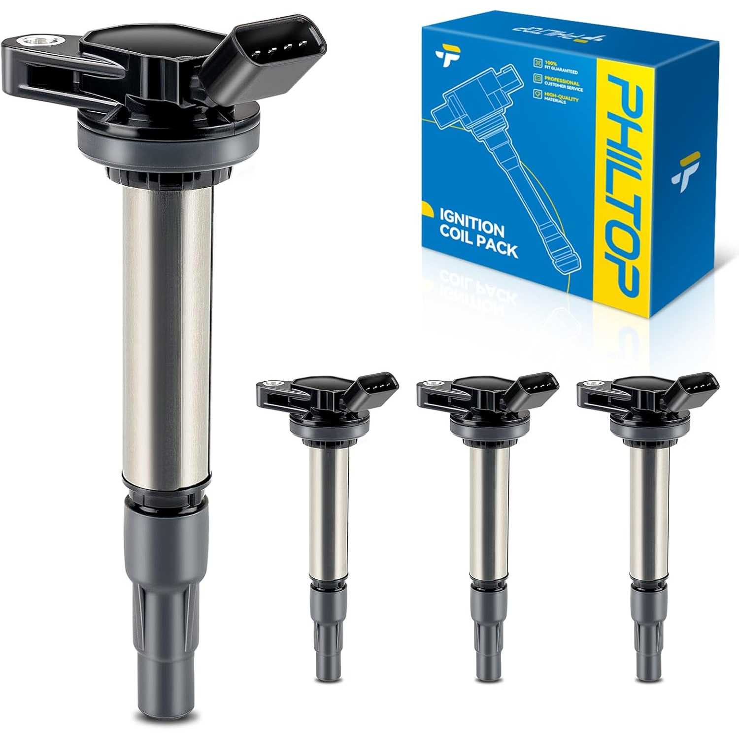 PHILTOP UF619 Ignition Coil Pack, Compatible with Toyota Corolla 2011-2019, Prius 2010-2015, Prius V 2012-2017, Lexus CT200h 201