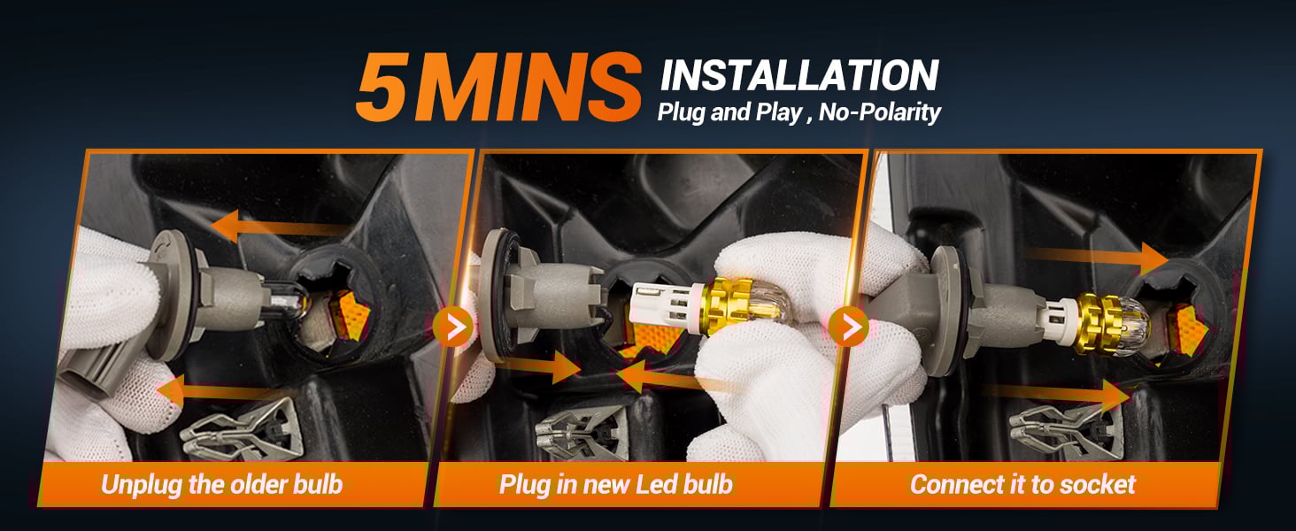 SEALIGHT 194 LED Light Bulb Amber Yellow 168 T10 W5W 2825 Super Bright 360° LED Replacement Bulbs