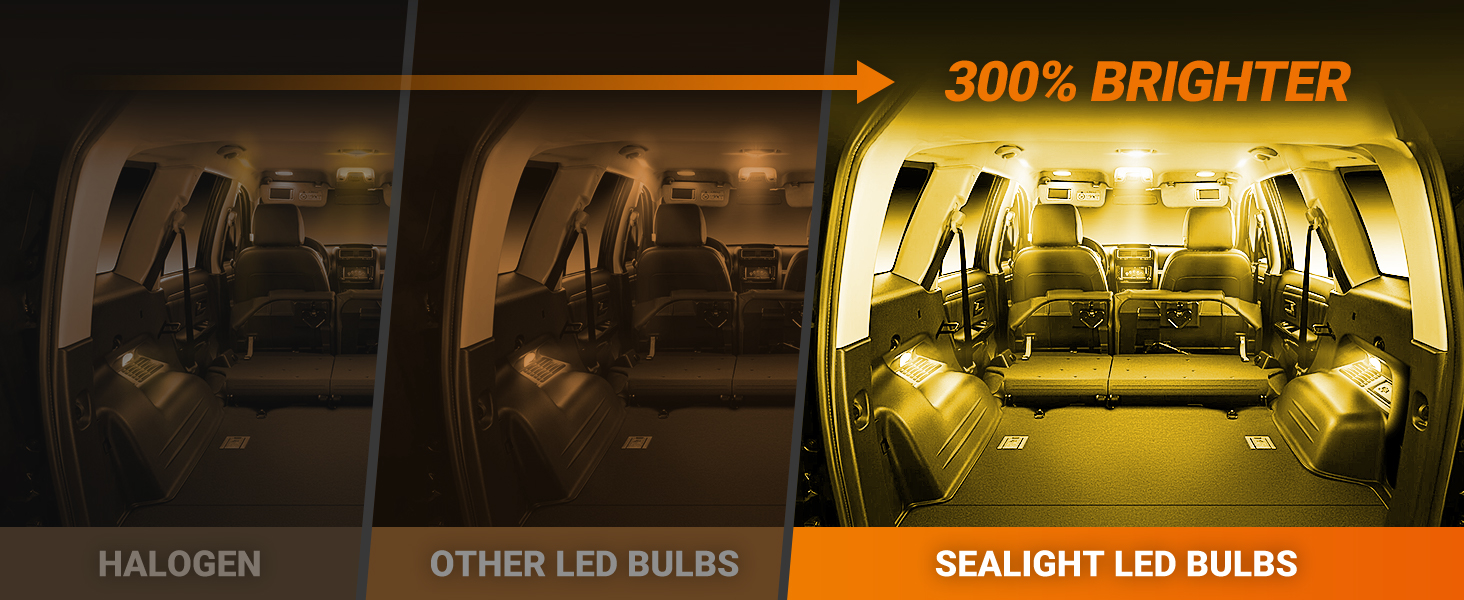 SEALIGHT 194 LED Light Bulb Amber Yellow 168 T10 W5W 2825 Super Bright 360° LED Replacement Bulbs