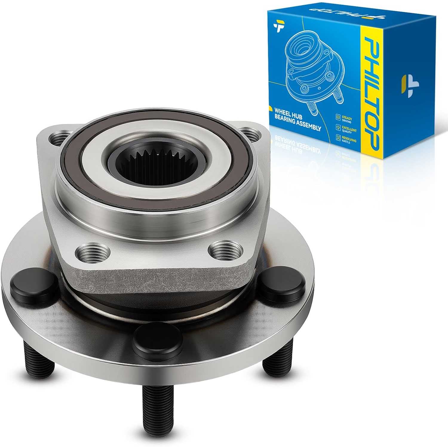 PHILTOP 513220 Front Wheel Bearing & Hub Assembly Compatible with 2005-2014 Subaru Outback, 2005-2014 Subaru Legacy 5 Lugs 1