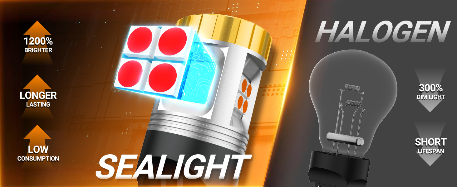 Sealight 7443 7440 7441 7444 T20 W21W LED Light Bulb Red Brake Tail Stop Parking Blinker Lights